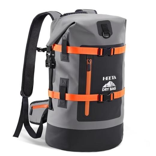 Dry Bags Waterproof Backpack for Men & Women, Roll Top Heavy Duty 40L Grey