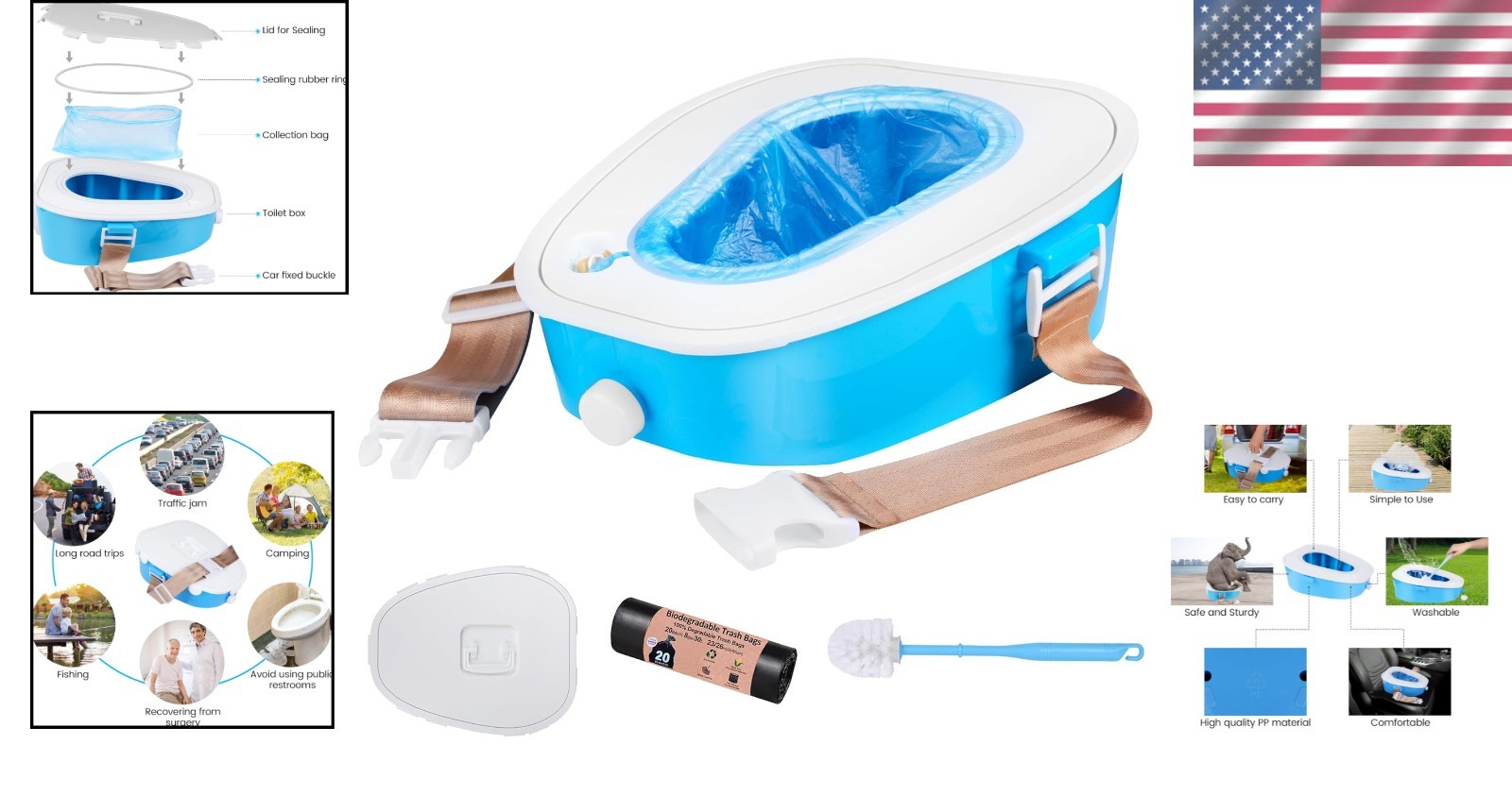 Compact Portable Car Toilet for Camping & Travel – Effortless Hygiene Anywhere