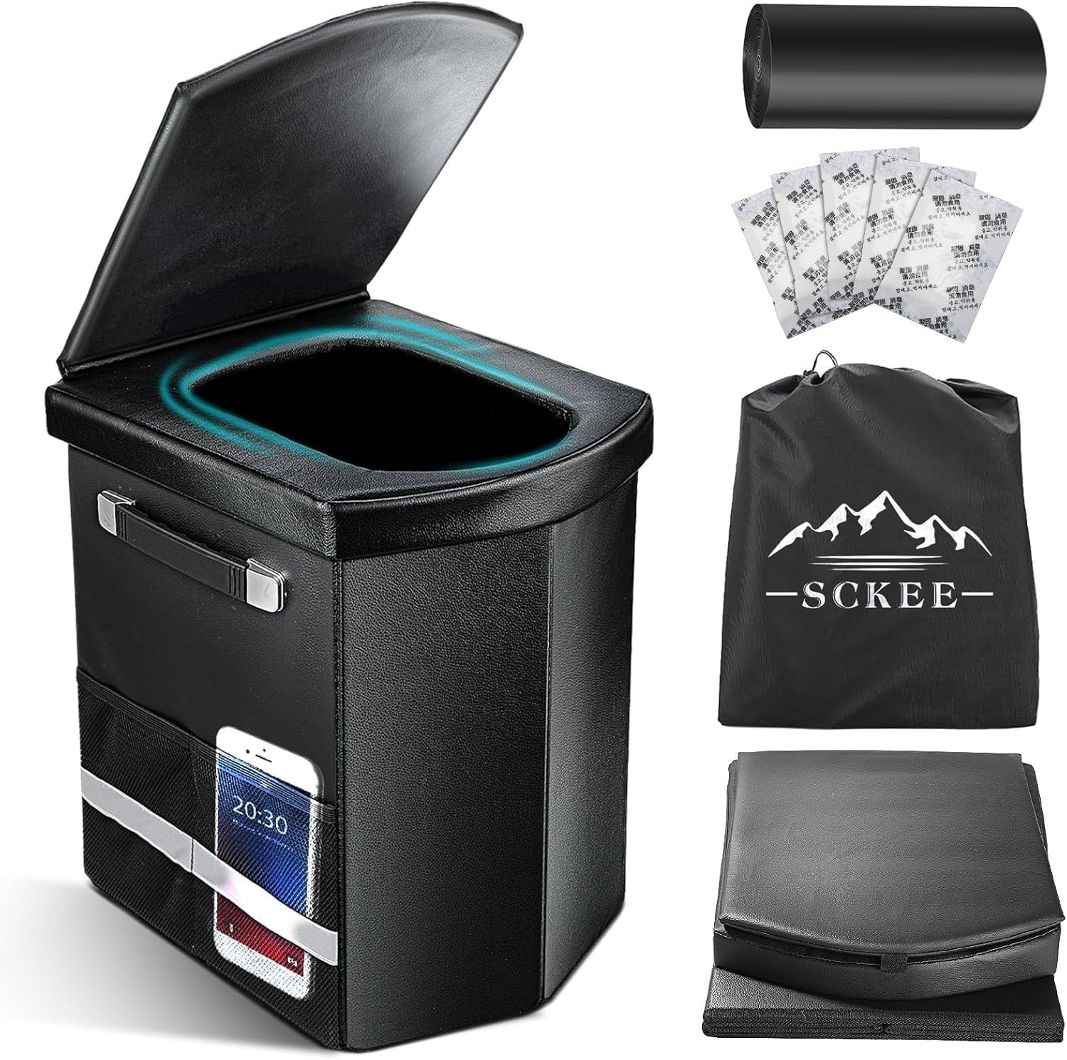 Upgraded XL Portable Toilet for Adults – Tall Camping Potty with Lid & Carry Bag