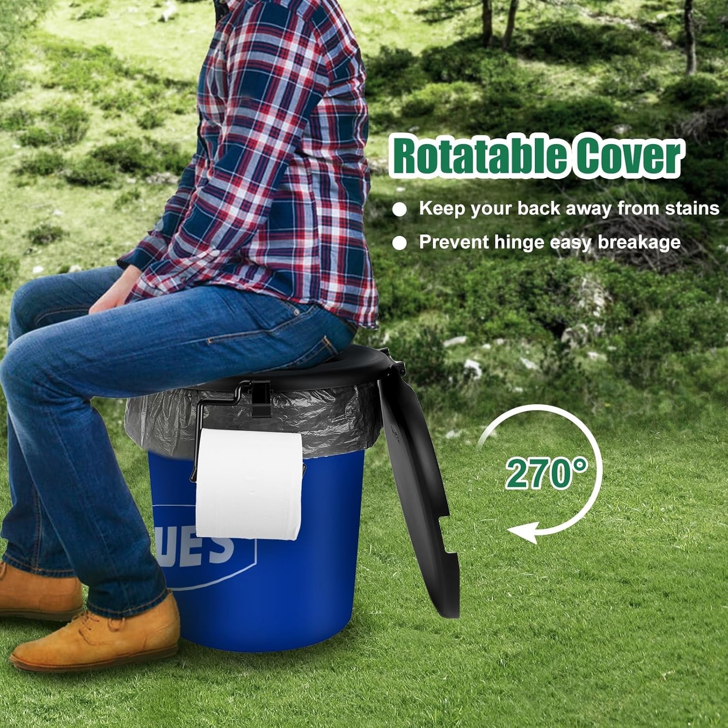 Portable Toilet Seat for 5 Gal Buckets, Camping Toilet Seat with Lid for Adults