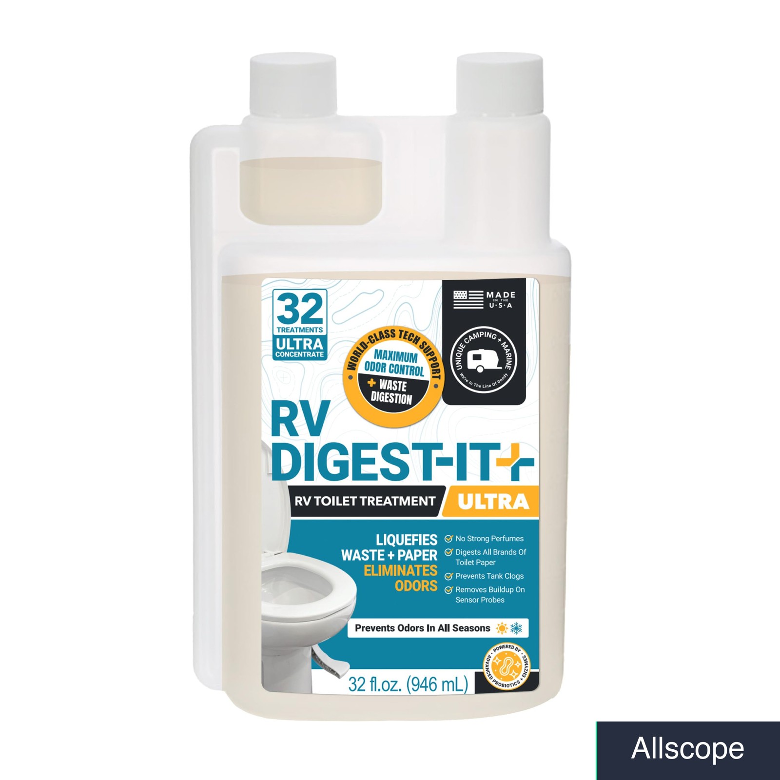 RV Black Tank Toilet Treatment Bio-Enzymatic Waste Digester 32 Fl Oz
