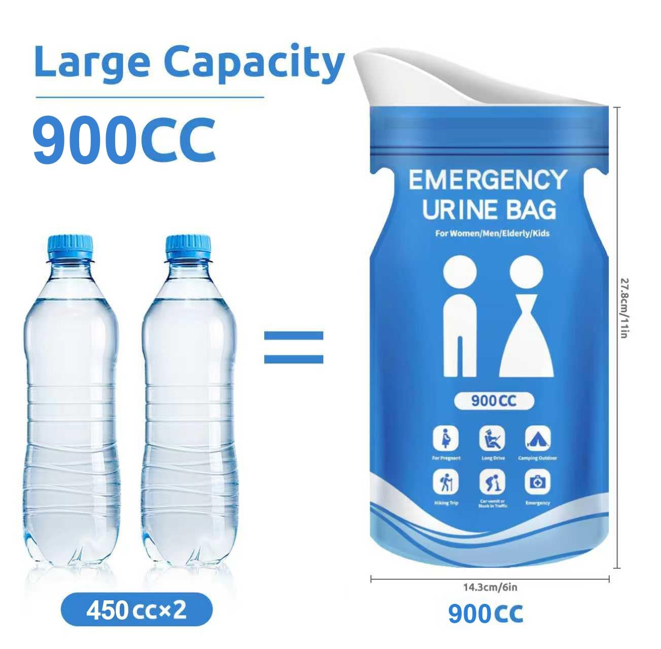 900CC Disposable Urine Bag, 12 PCS Emergency Portable Urinal Bags for Men/Wom…