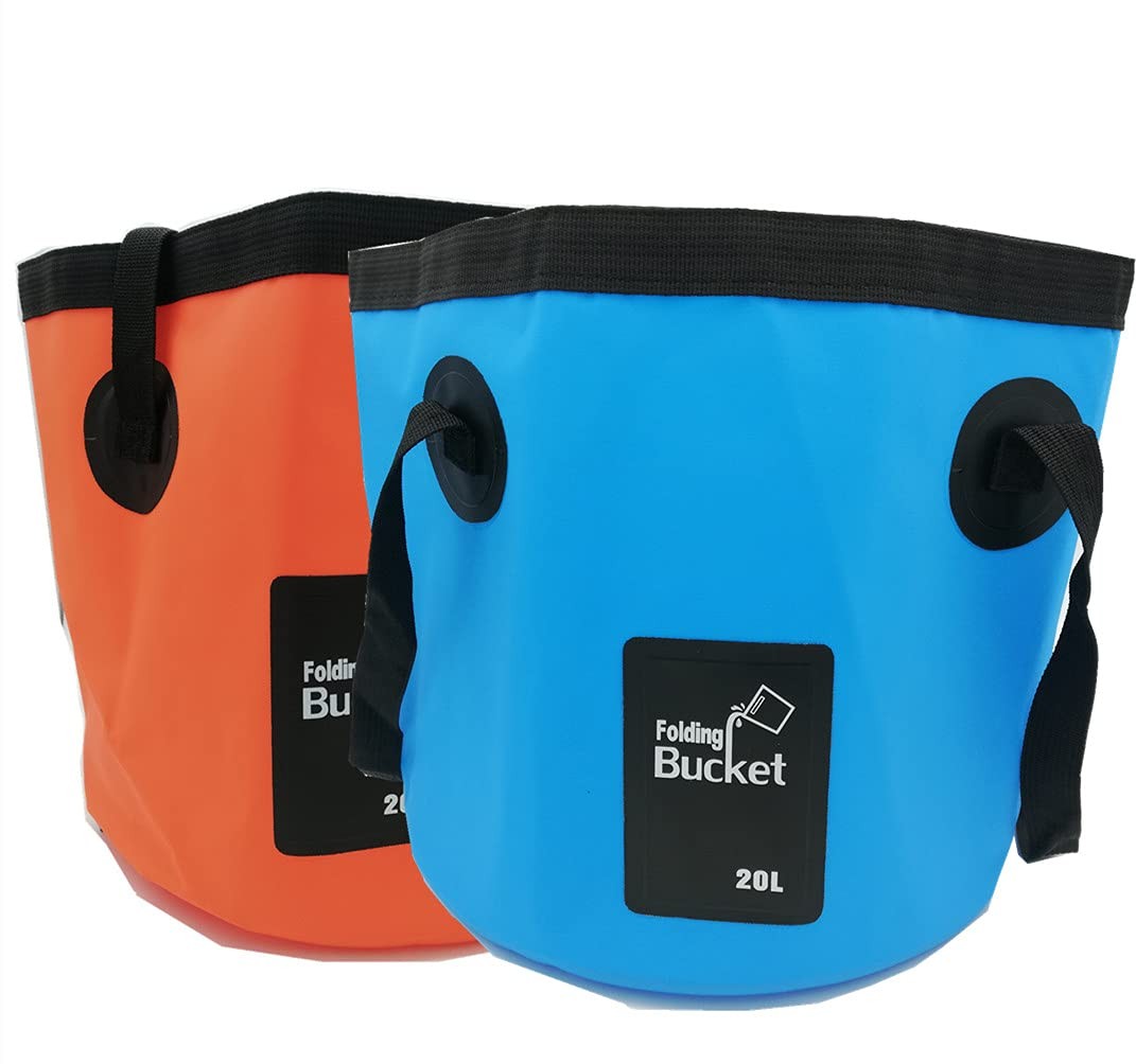 2pack Collapsible Buckets Camping Water Storage Container 5 Gallon20l Portab