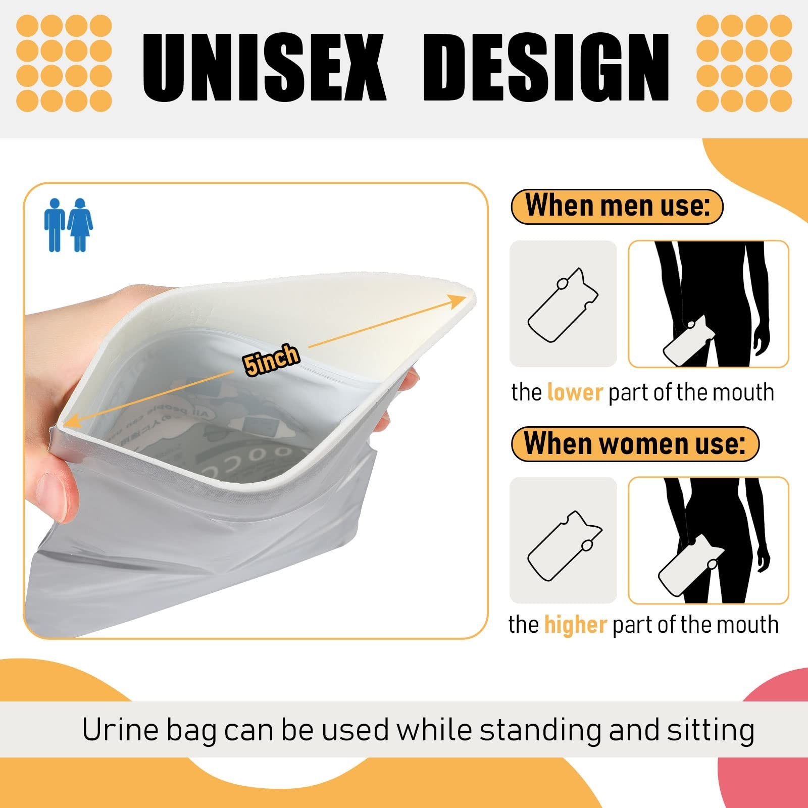 50 Pcs Disposable Urinal Bags – Portable Pee Bags for Travel, Camping & Emergenc