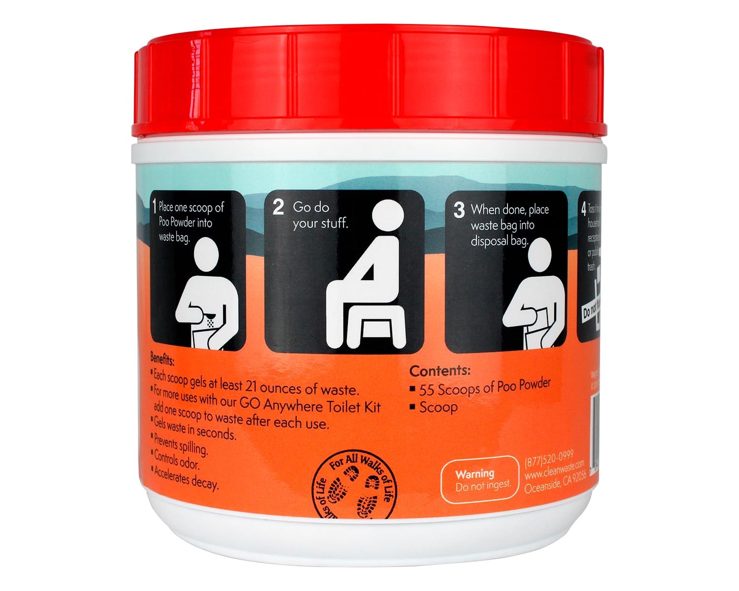 Portable Mini Poo Powder Deodorizing Waste Treatment 55 Scoops Pee and Poop…