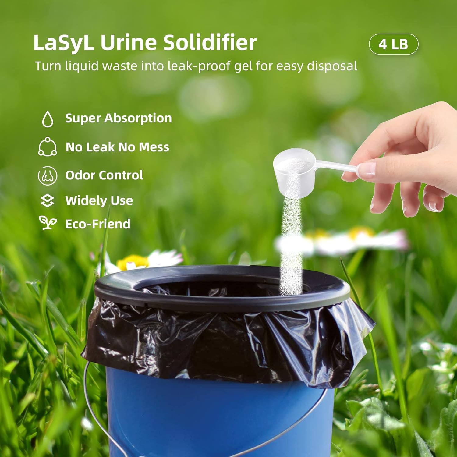 Super Absorbent Powder – 50/100/200 use, Solidify & Gel Urine in 1 Min, Deodoriz