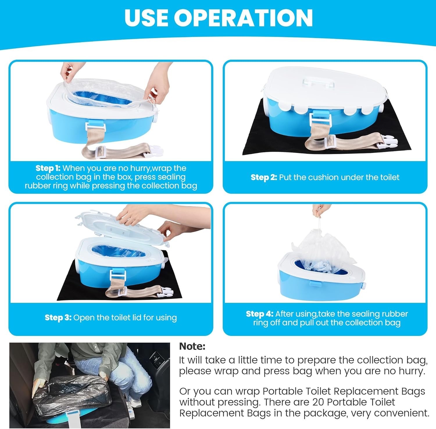 Compact Portable Car Toilet for Camping & Travel – Effortless Hygiene Anywhere