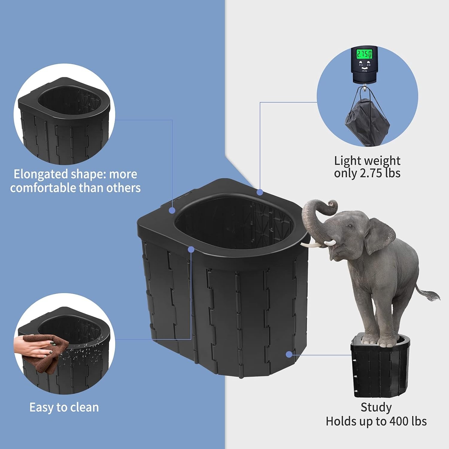 Lightweight Travel Commode for Camping, Beach & Emergency Use – 400 lbs Capacity