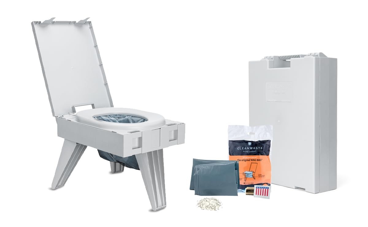 GO Anywhere Portable Folding Toilet Plus Bonus Original Wag Bag Kit