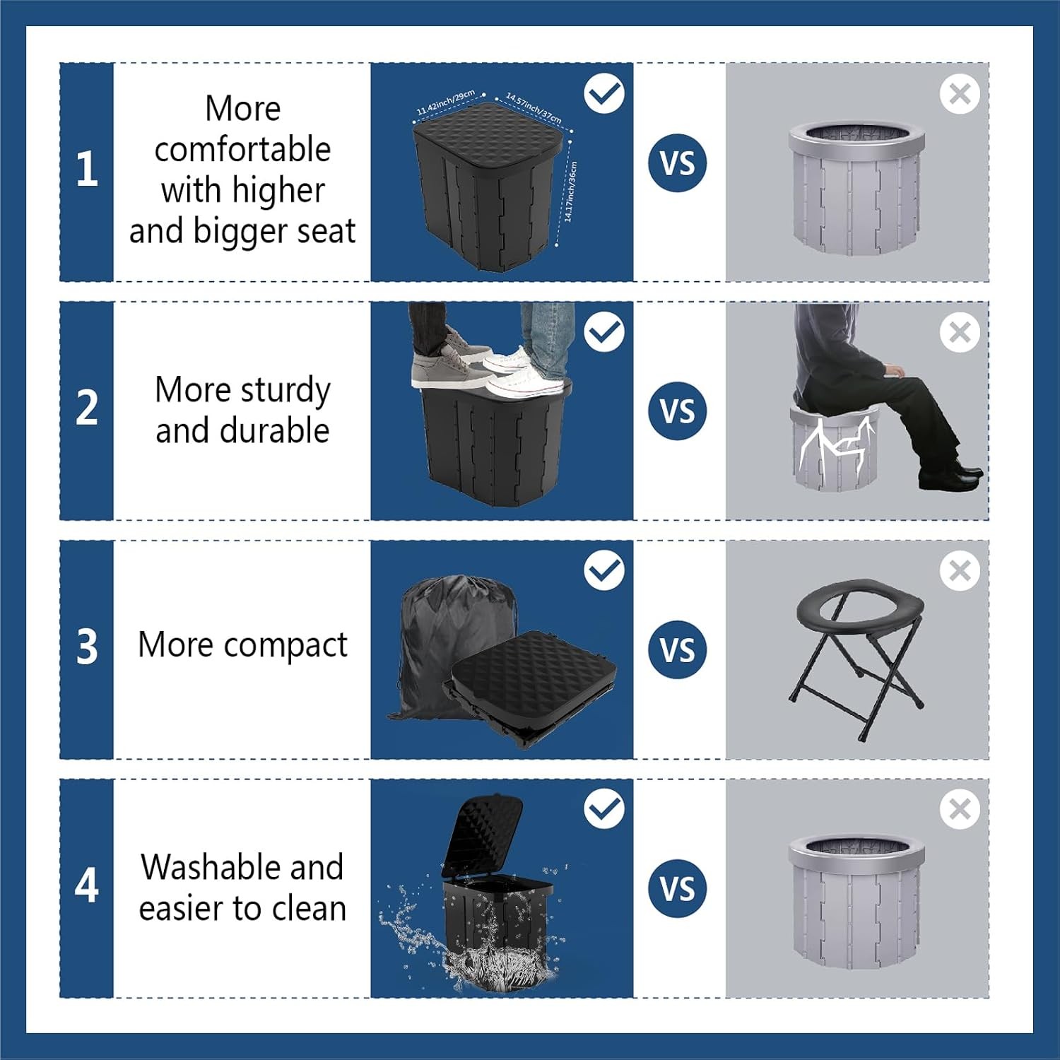 Hapoon XL Portable Folding Camping Toilet – Travel Potty for Adults, 12 Toilet