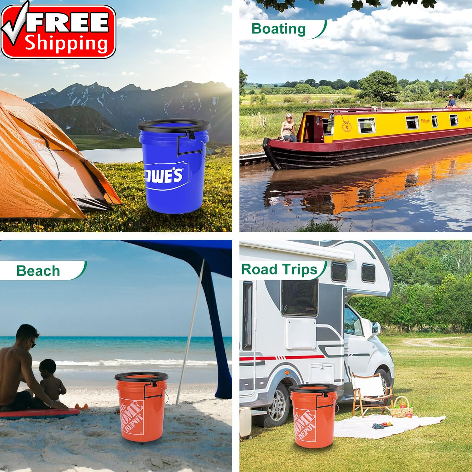 Bucket Toilet Seat, Portable Toilet Seat for 5 Gal Buckets, Camping Toilet Seat,