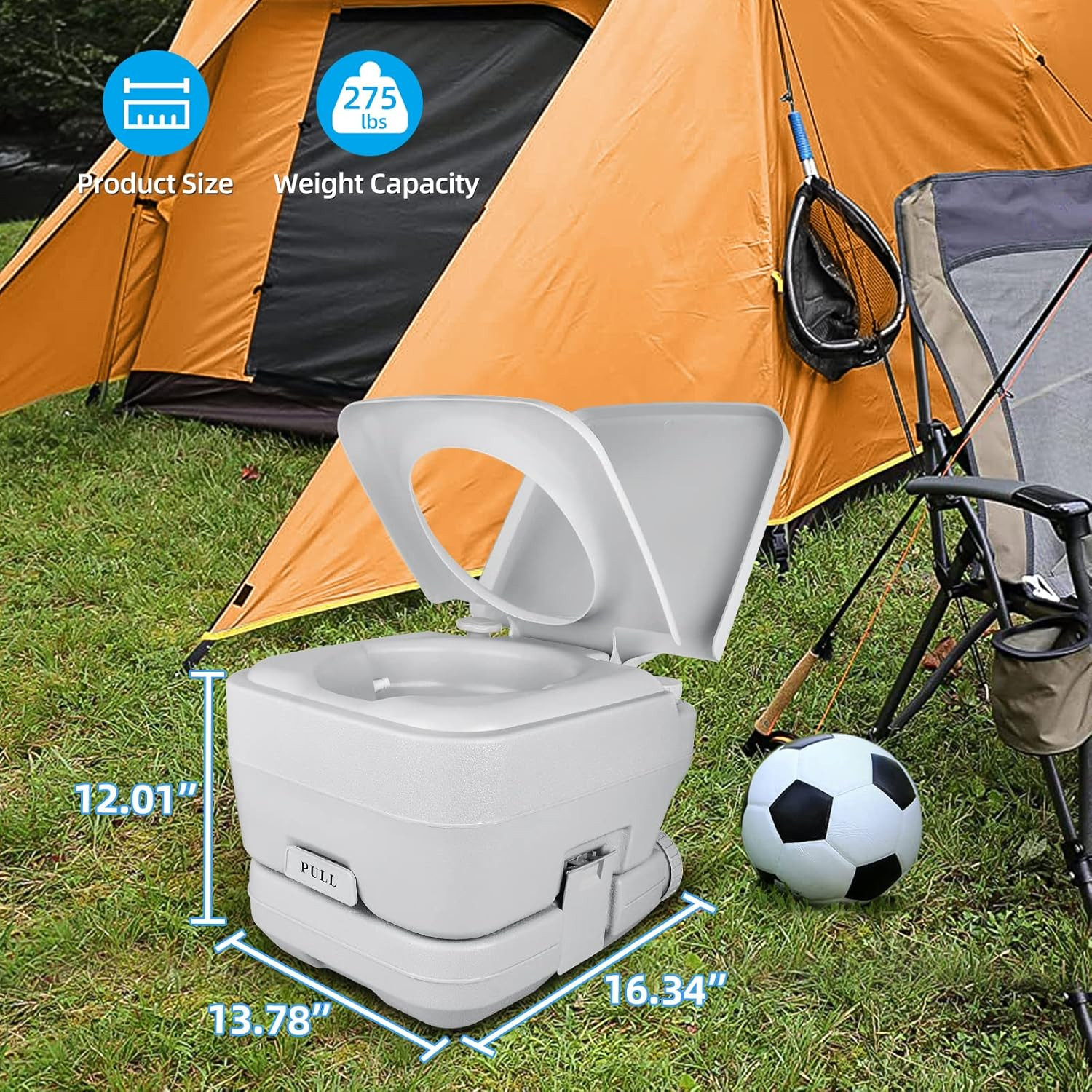 Portable Travel Toilet with 2.6 Gallon Tank – Ideal for Camping & Hiking