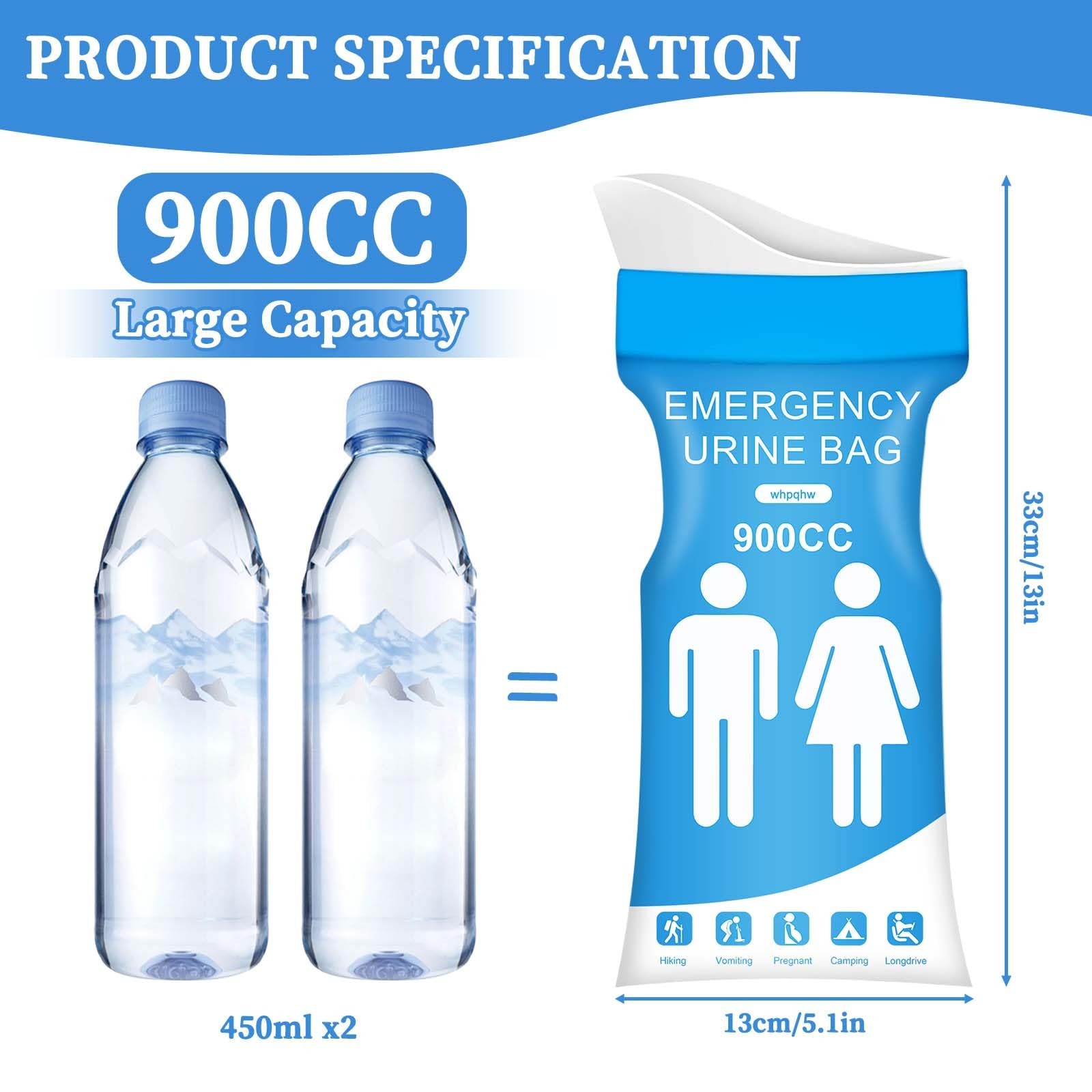 900ML HeavyDuty Disposable Urine Bags 12 Pcs Leakproof for Emergency Travel