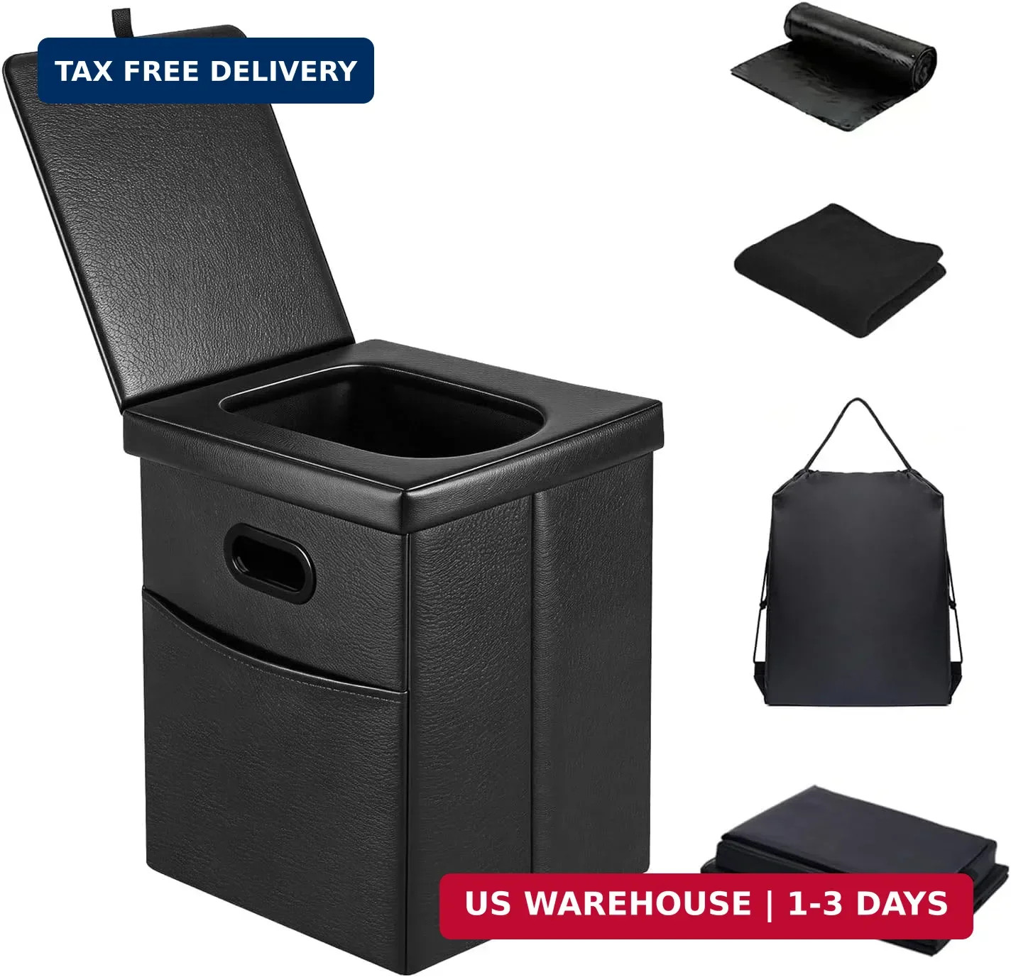 Panmout 16.5″ XL Portable Toilet for Camping, Foldable Travel Toilet for Adults