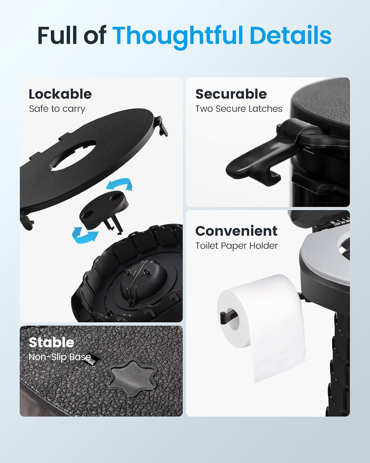 TRIPTIPS Upgrade Retractable Portable Toilet Travel Toilet Adjustable Height Cam