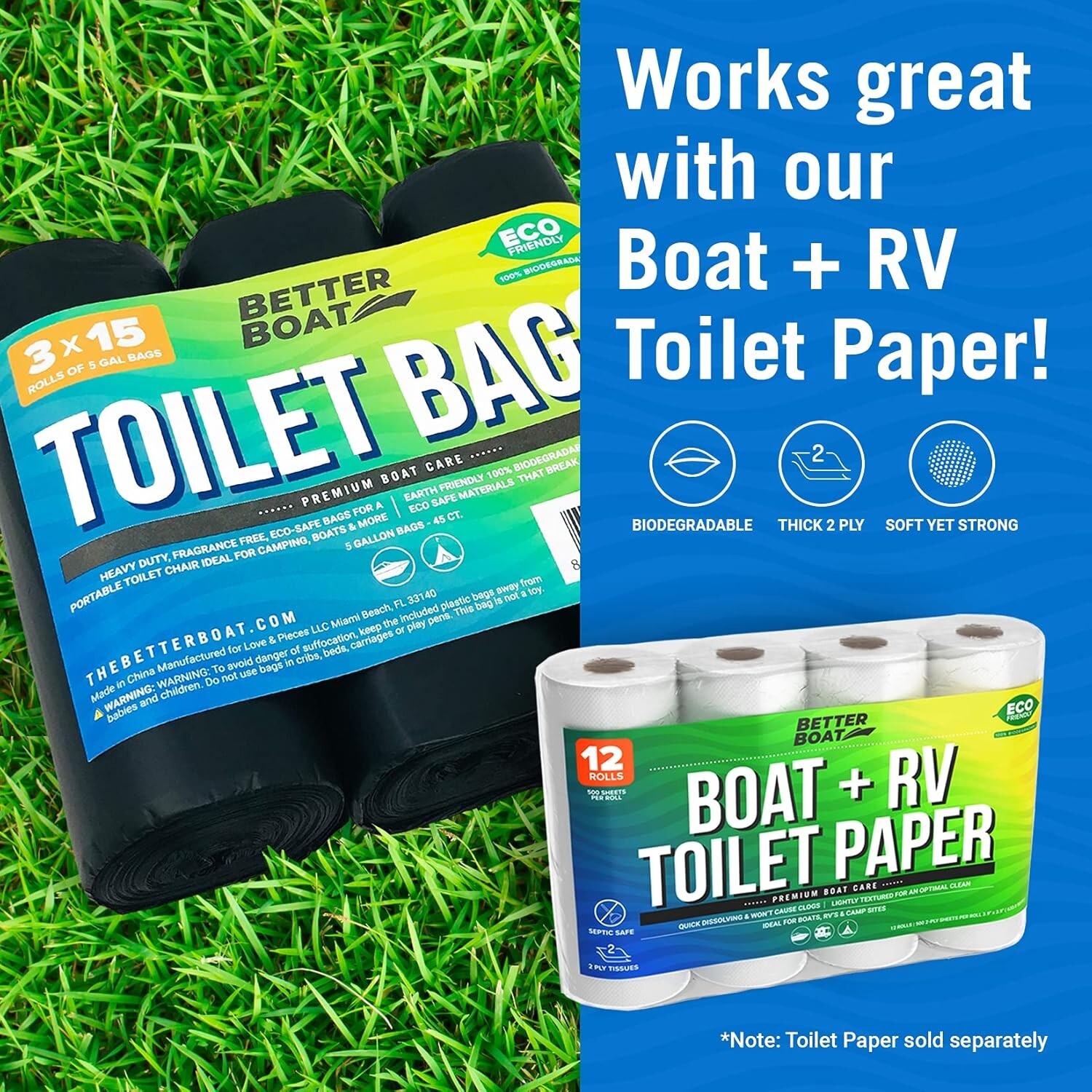 45 Biodegradable Toilet Bags – Eco-Friendly 5 Gallon Waste Bags for Camping