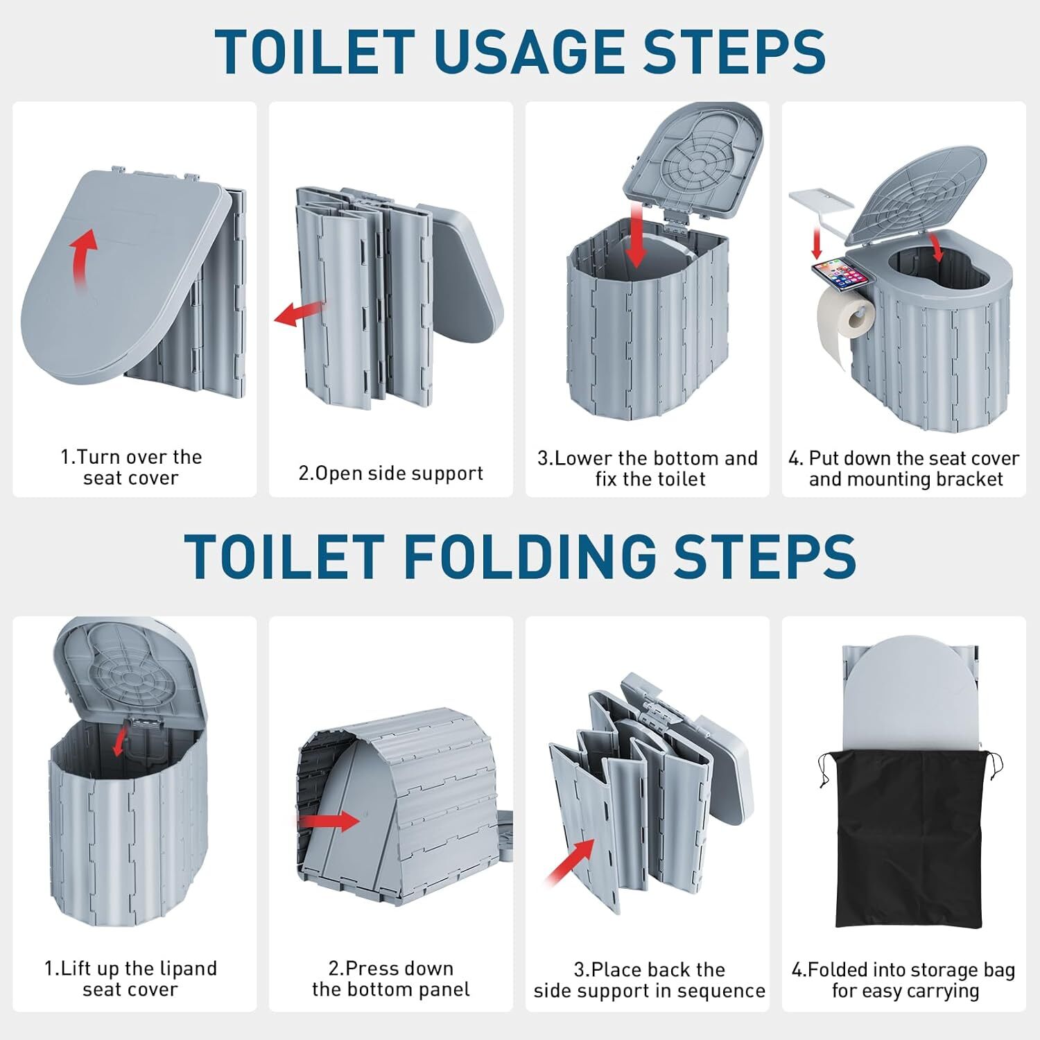 Portable Potty Toilet with Pop-Up Privacy Tent Outdoor Camping Travel Mobile US