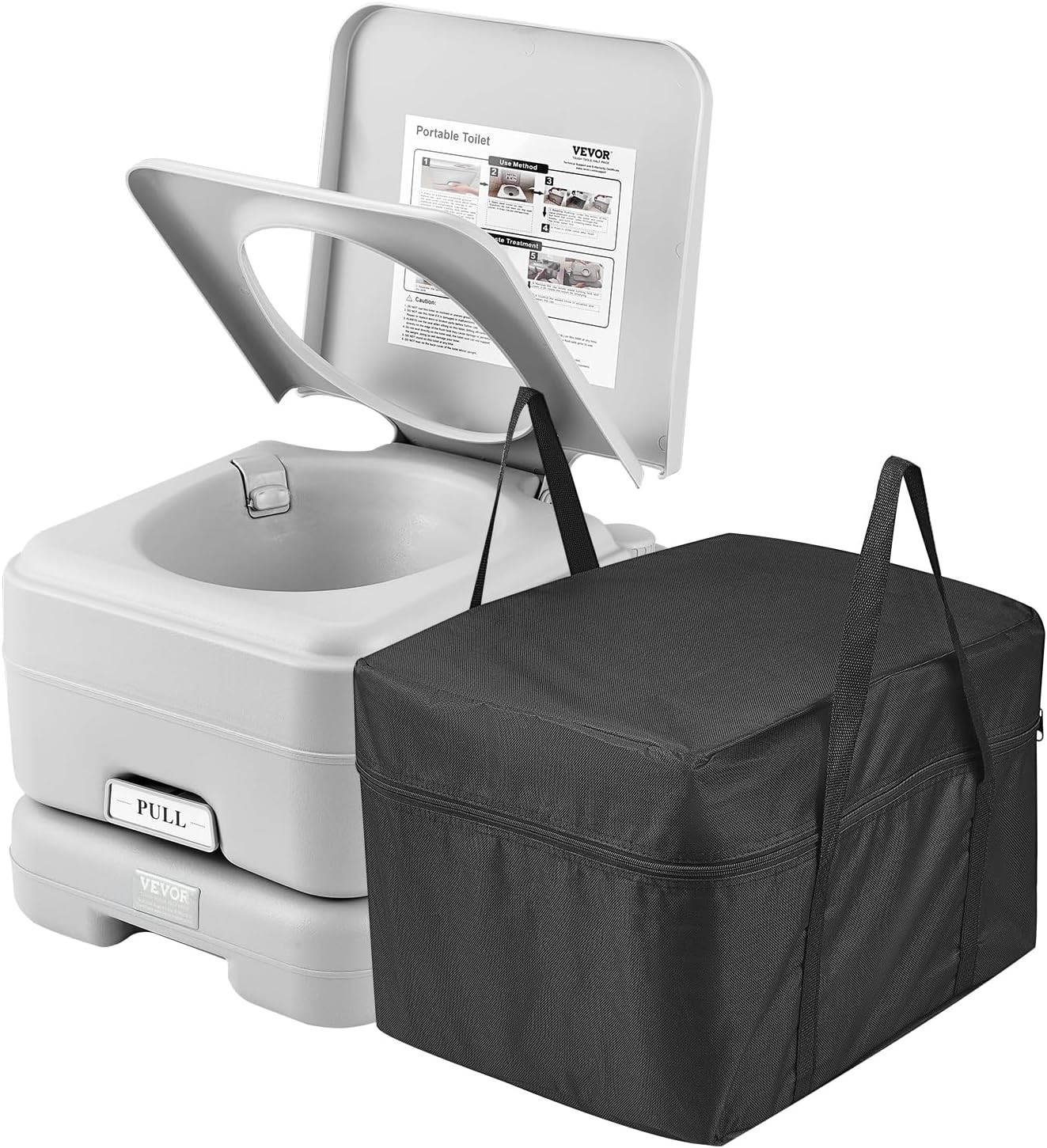 Portable Camping Toilet with 3.2 Gal Waste & Flush Tanks, Pressurized Flush, …