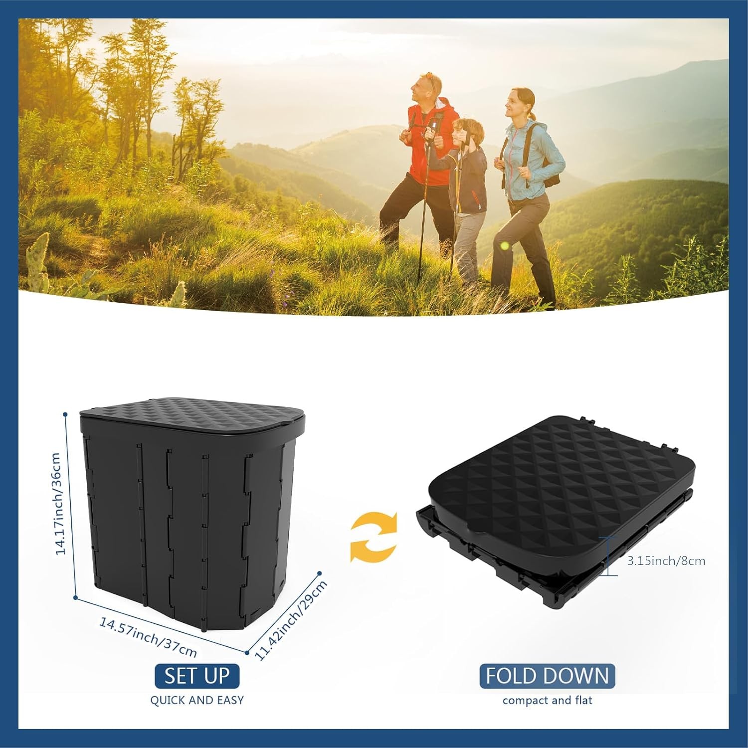 Hapoon XL Portable Folding Camping Toilet – Travel Potty for Adults, 12 Toilet