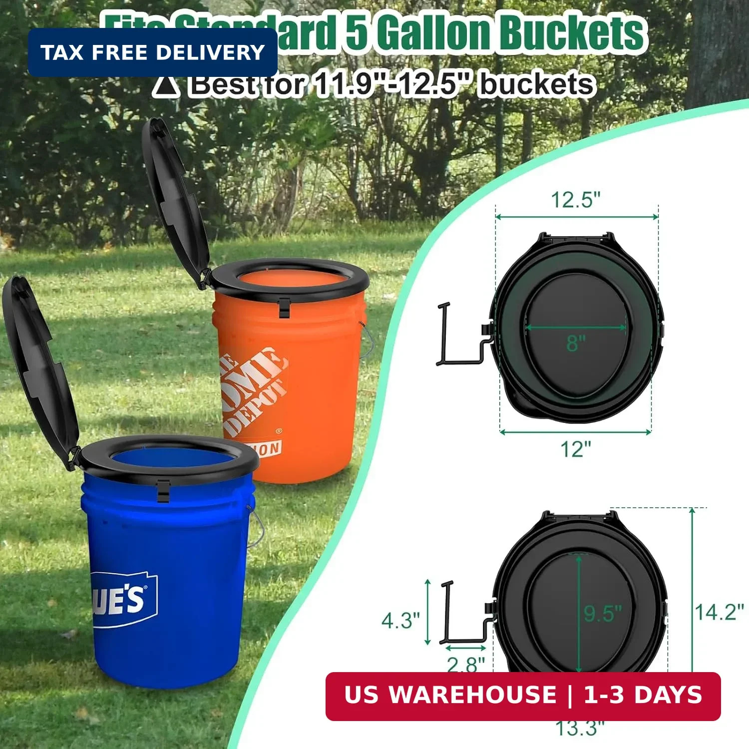 PAHTTO Portable Toilet Seat for 5 Gal Buckets, Camping Toilet with Lid for Adult