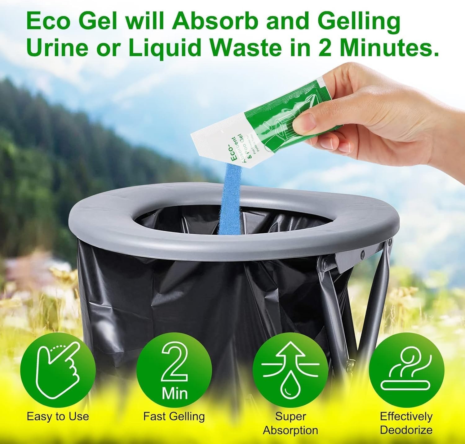 Unscented Absorbent Poo Gel for Camping Toilets – 8.81 oz Safe Waste Treatment