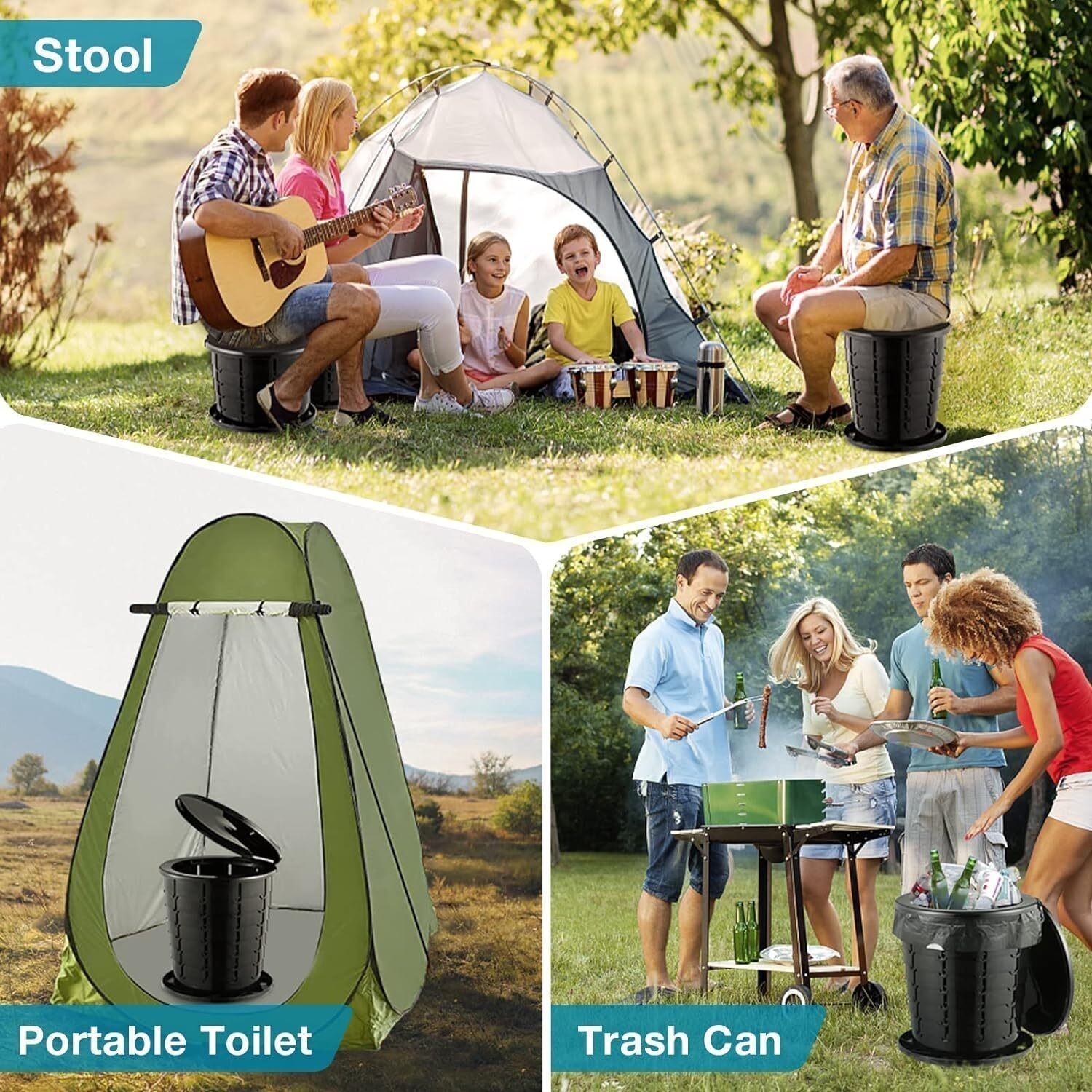 Upgrade Retractable Portable Toilet Travel Toilets Adjustable Height Camping New