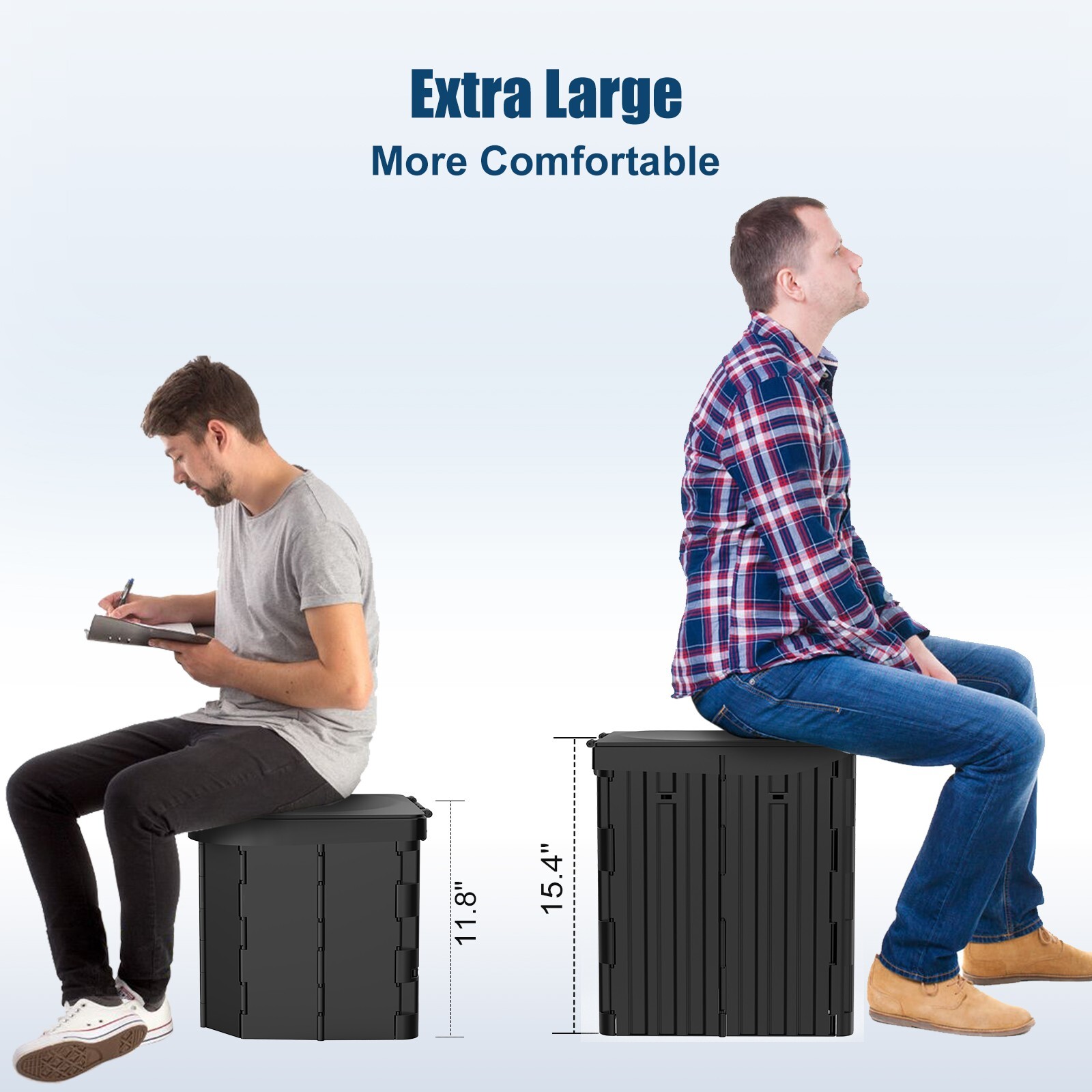 XL Foldable Camping Toilet with Detachable Phone Shelf and Toilet Paper Holder
