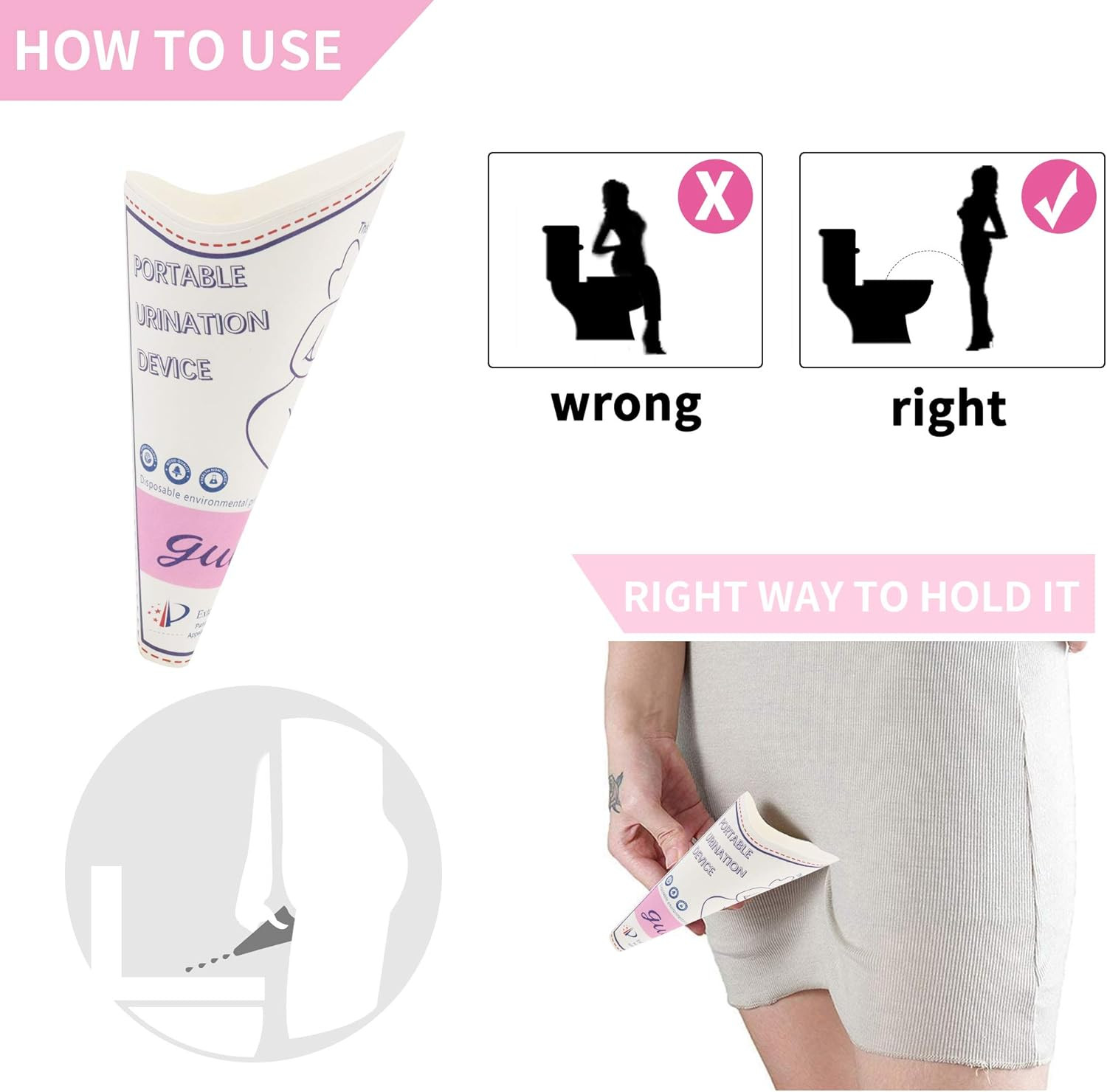 Disposable Female Urination Device, Portable Waterproof Paper Pee Funnel for …