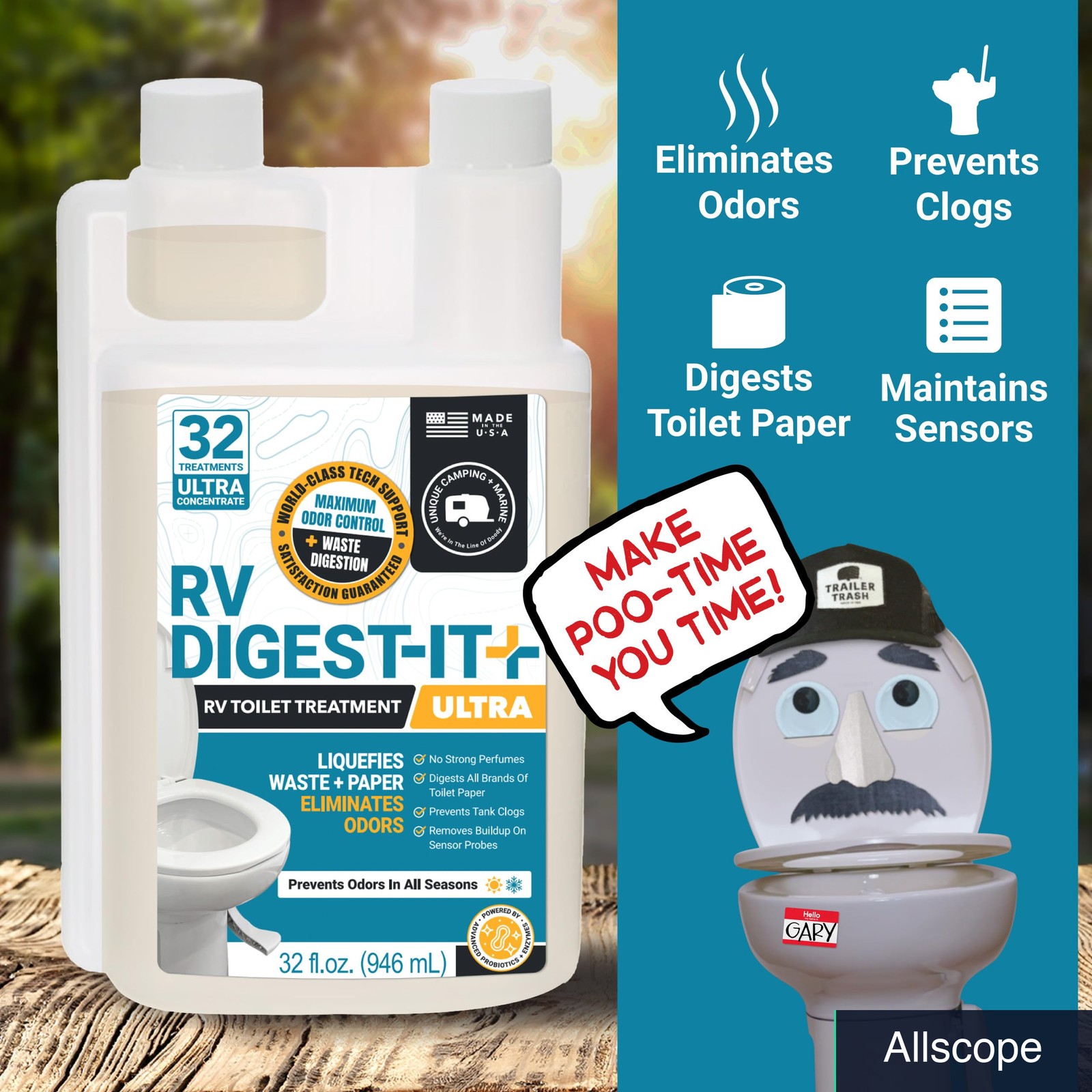RV Black Tank Toilet Treatment Bio-Enzymatic Waste Digester 32 Fl Oz