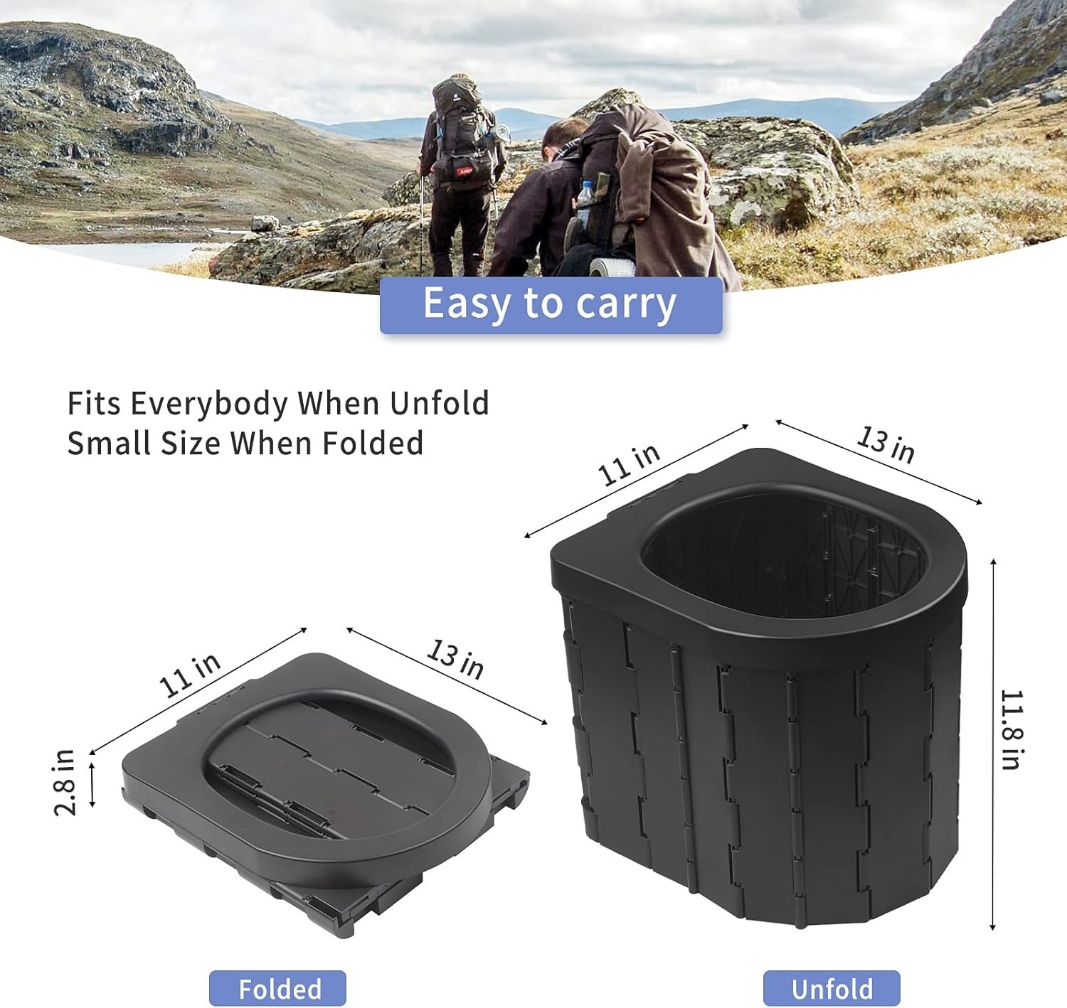 Lightweight Travel Commode for Camping, Beach & Emergency Use – 400 lbs Capacity