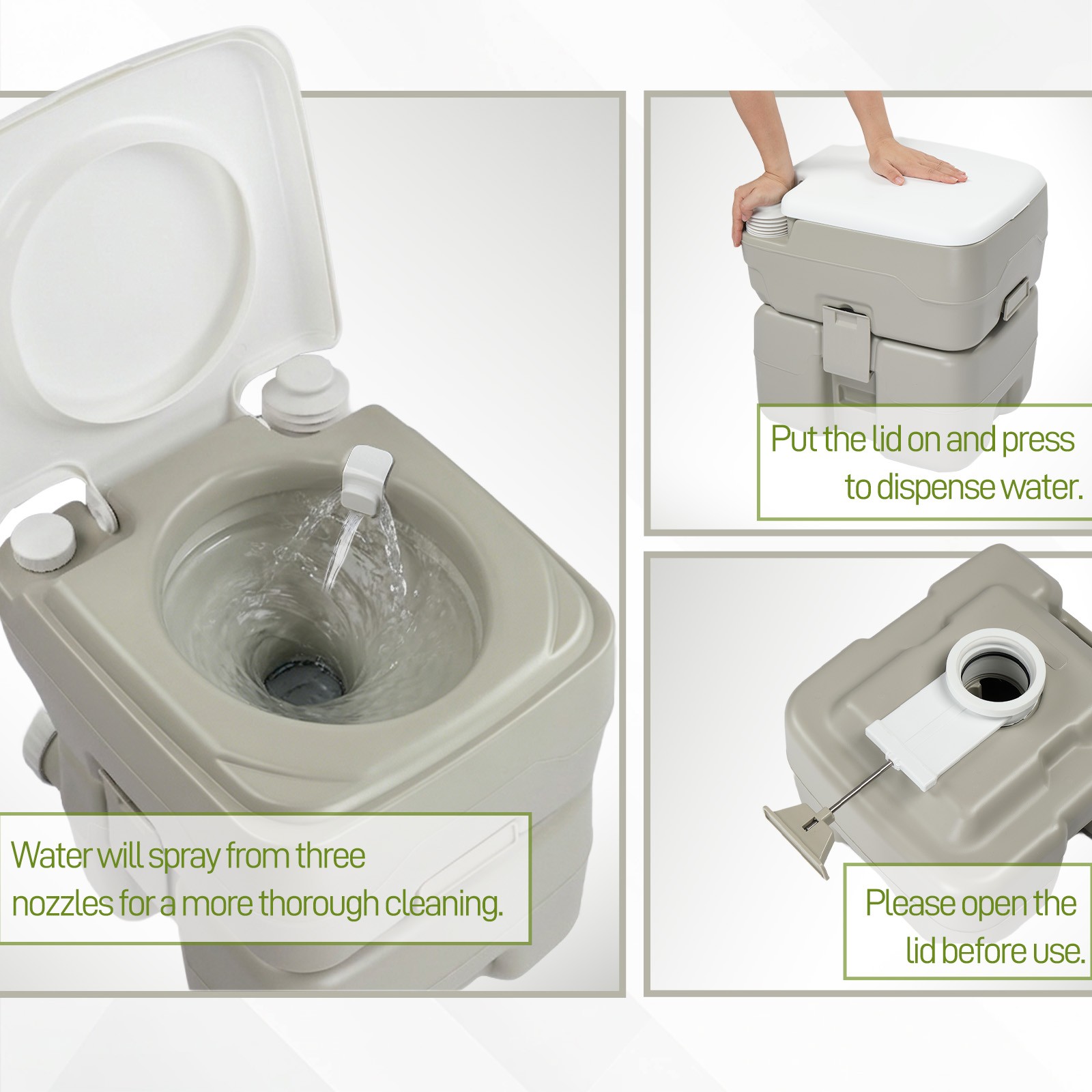 20L Portable Camping Toilet Flush Outdoor/Indoor Potty Commode Garden Hiking