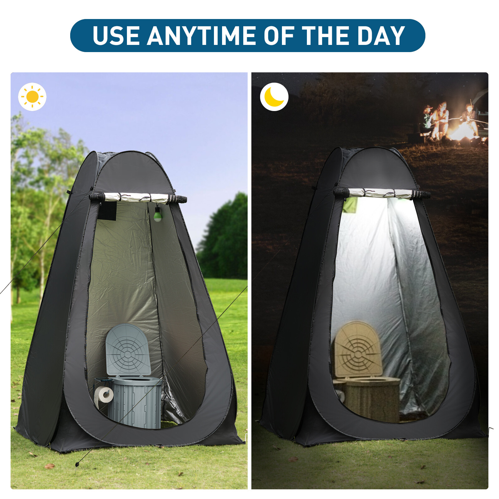 74.8in Portable Toilet with Pop Up Privacy Tent Large Portable Toilet for Adults