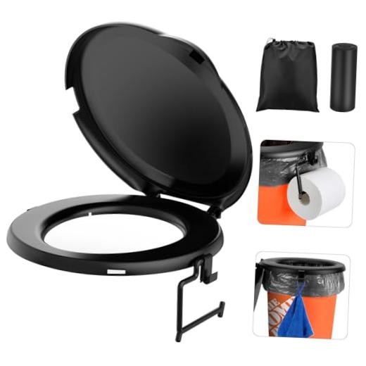 Portable Toilet Seat for 5 Gal Buckets, Camping Toilet Seat with Lid for Black