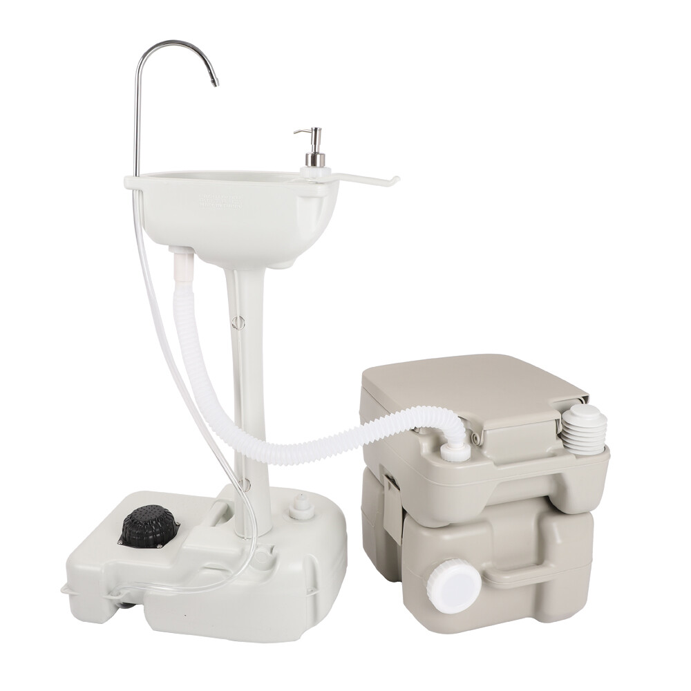 US Portable Removable Outdoor Hand Sink with RV Camper Gravity Flush Toilet Kit