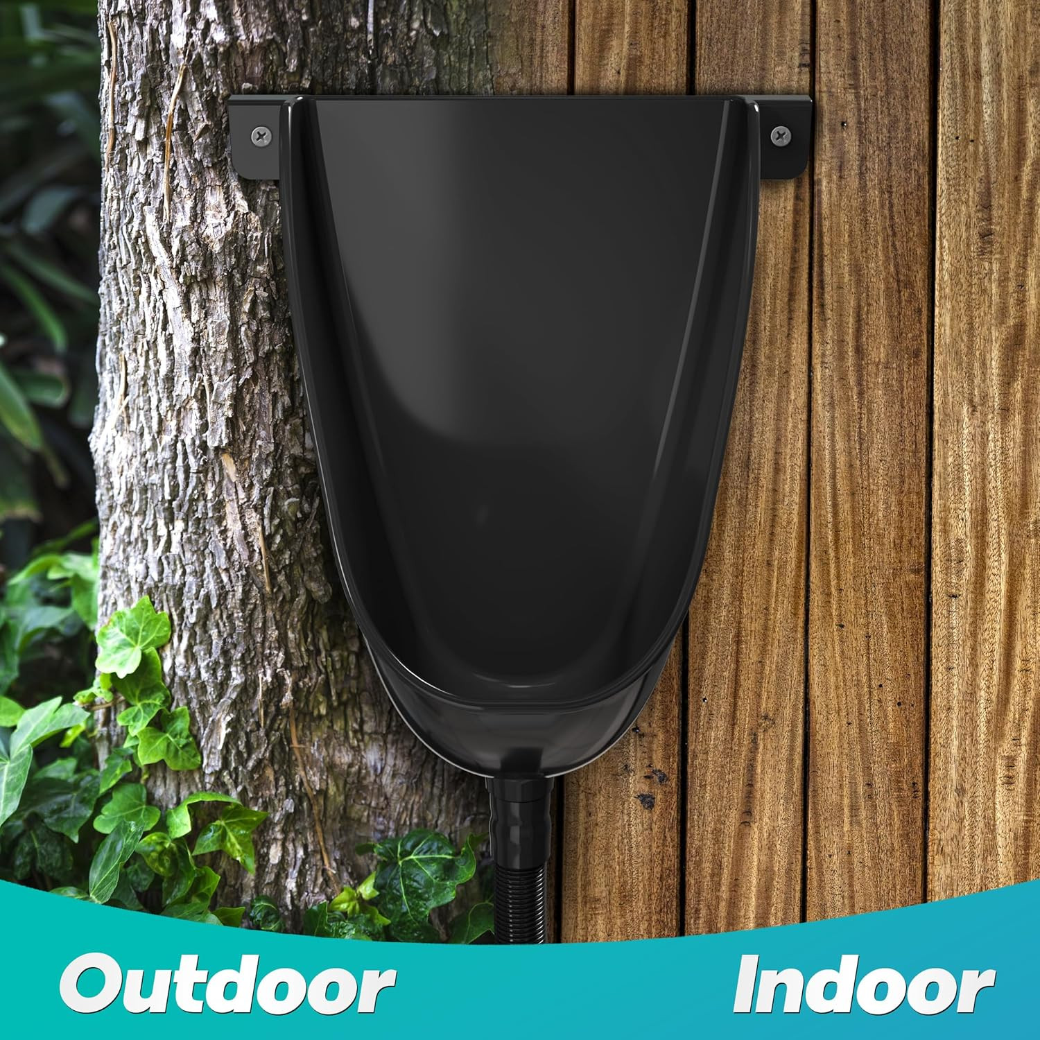 Waterless Urinal with Hose (Black) – UV Resistant outside Urinal, Outdoor