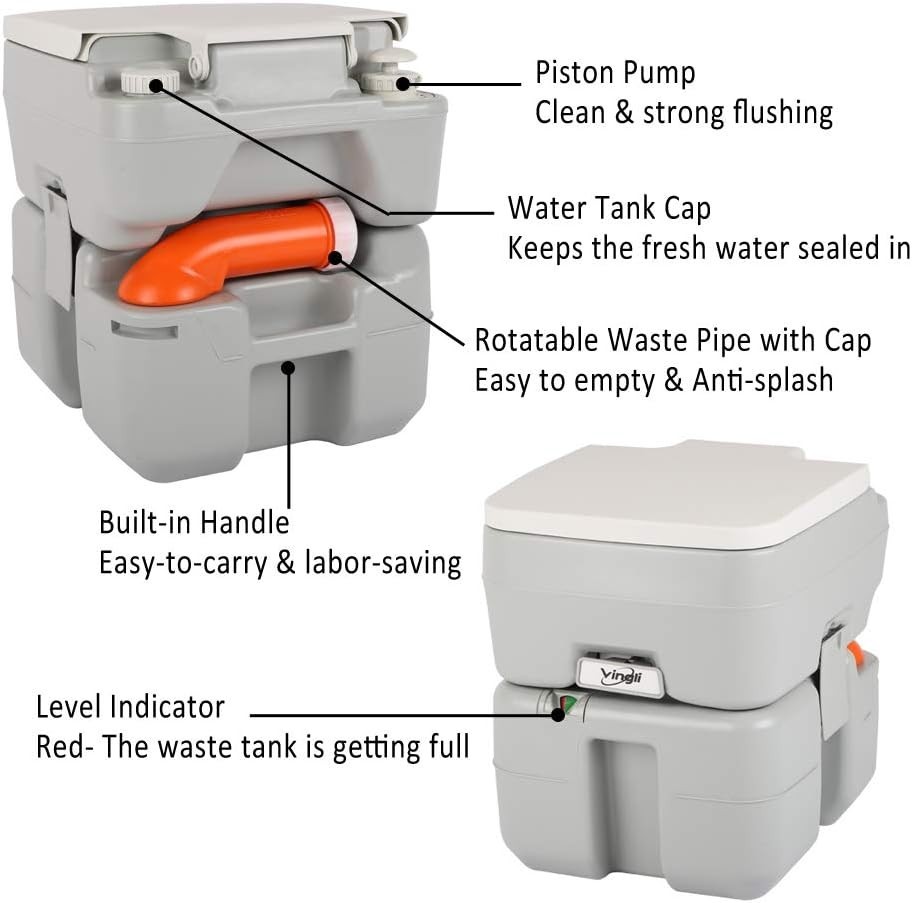 5.3 Gallon Detachable Portable Toilet with Carrying Bag – Perfect for Road Trips