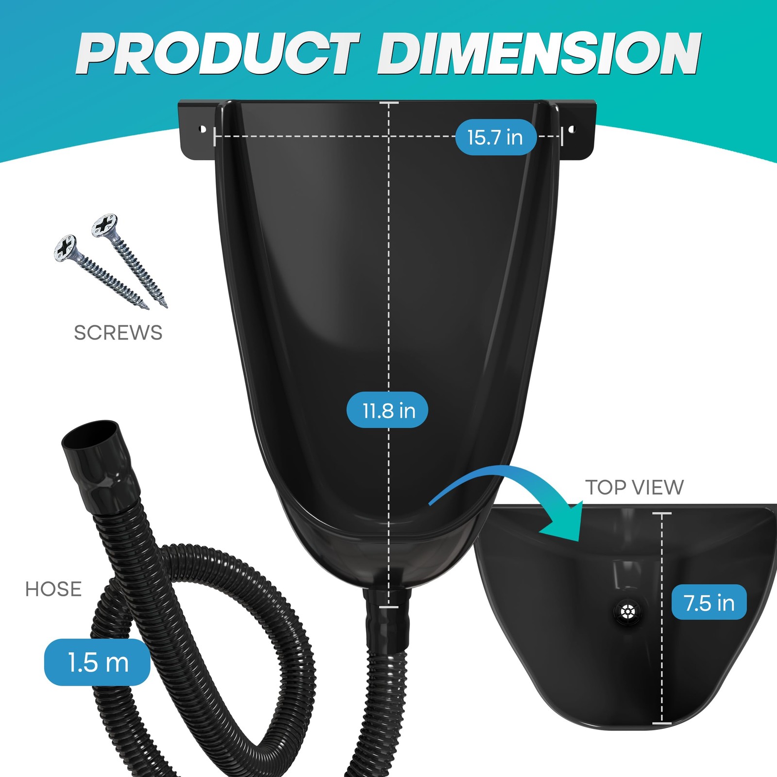 Waterless Urinal with Hose (Black) – UV Resistant Outside Urinal, Outdoor Pla…