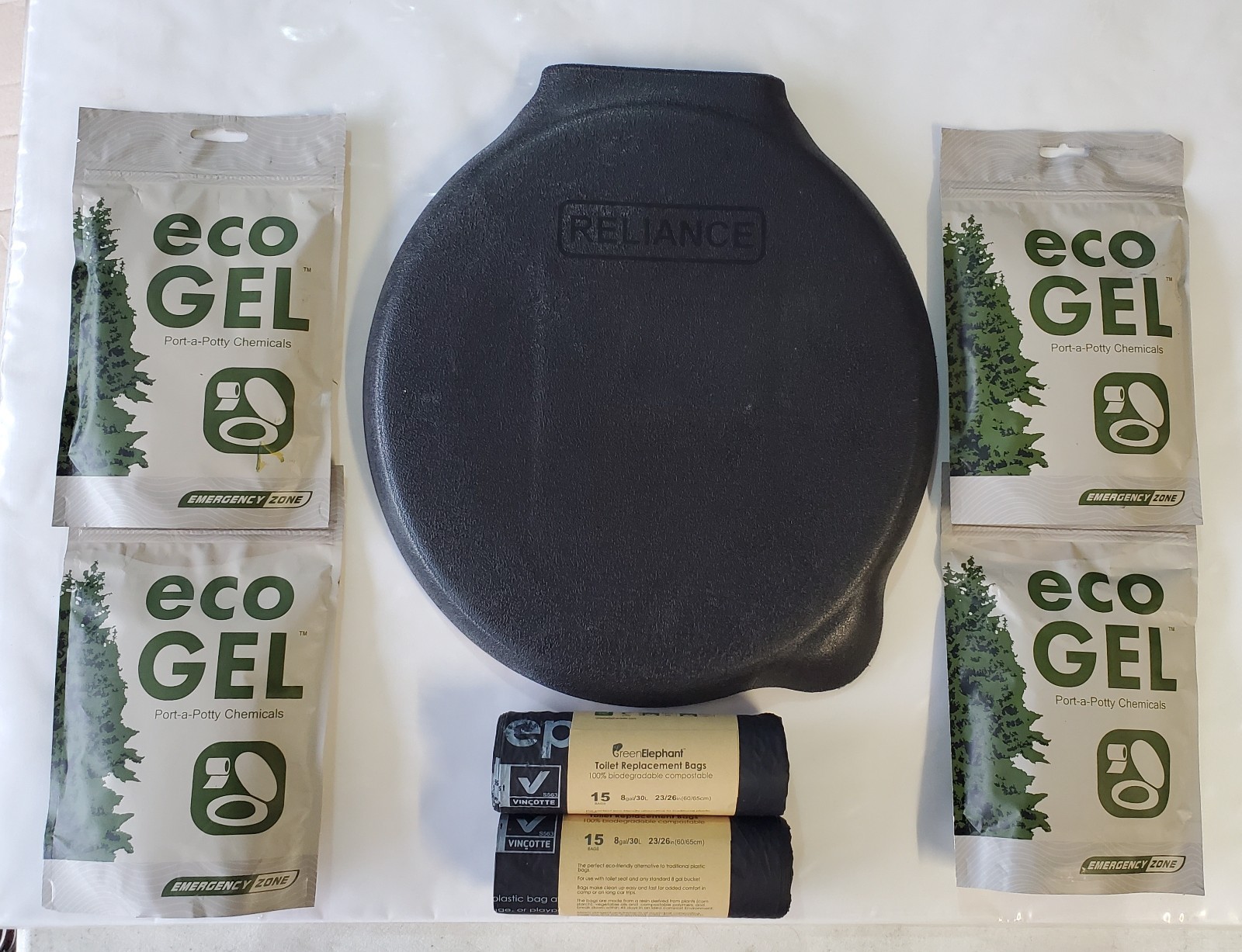 Portable LUGGABLE LOO Toilet Seat for 5gal Bucket + 40 Poo Eco Gel + 30 Bags