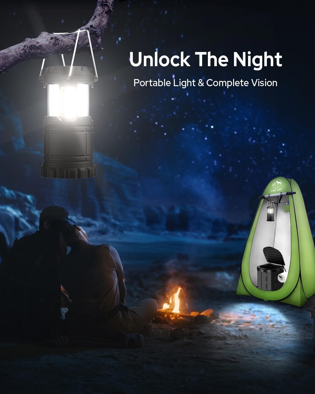 Portable Toilet Kit, Camping Toilet with Pop-Up Privacy Tent and Poo Gel Toilet