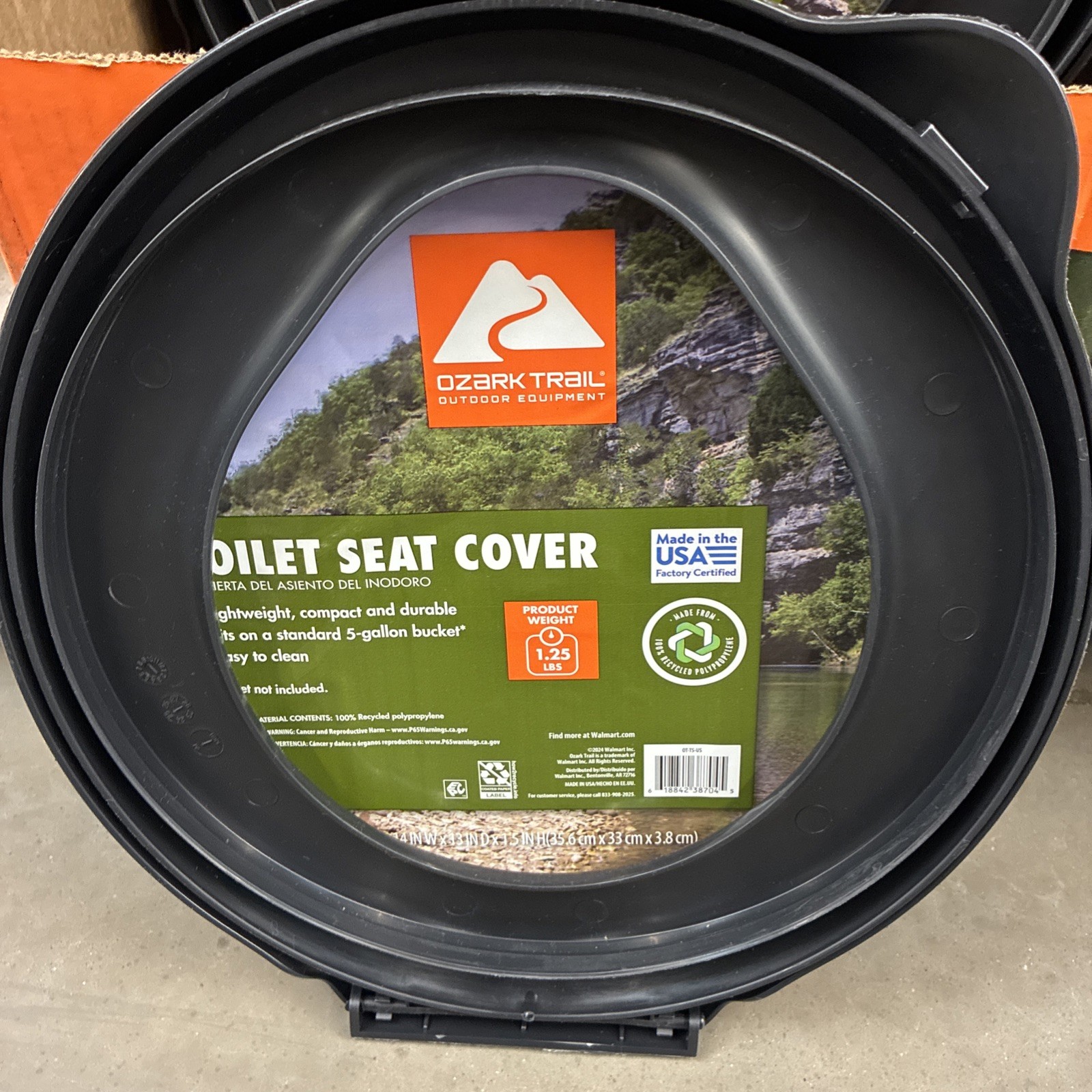 Portable Black Ozark Trail Bucket Toilet Seat Cover Camping Outdoor Travel New**