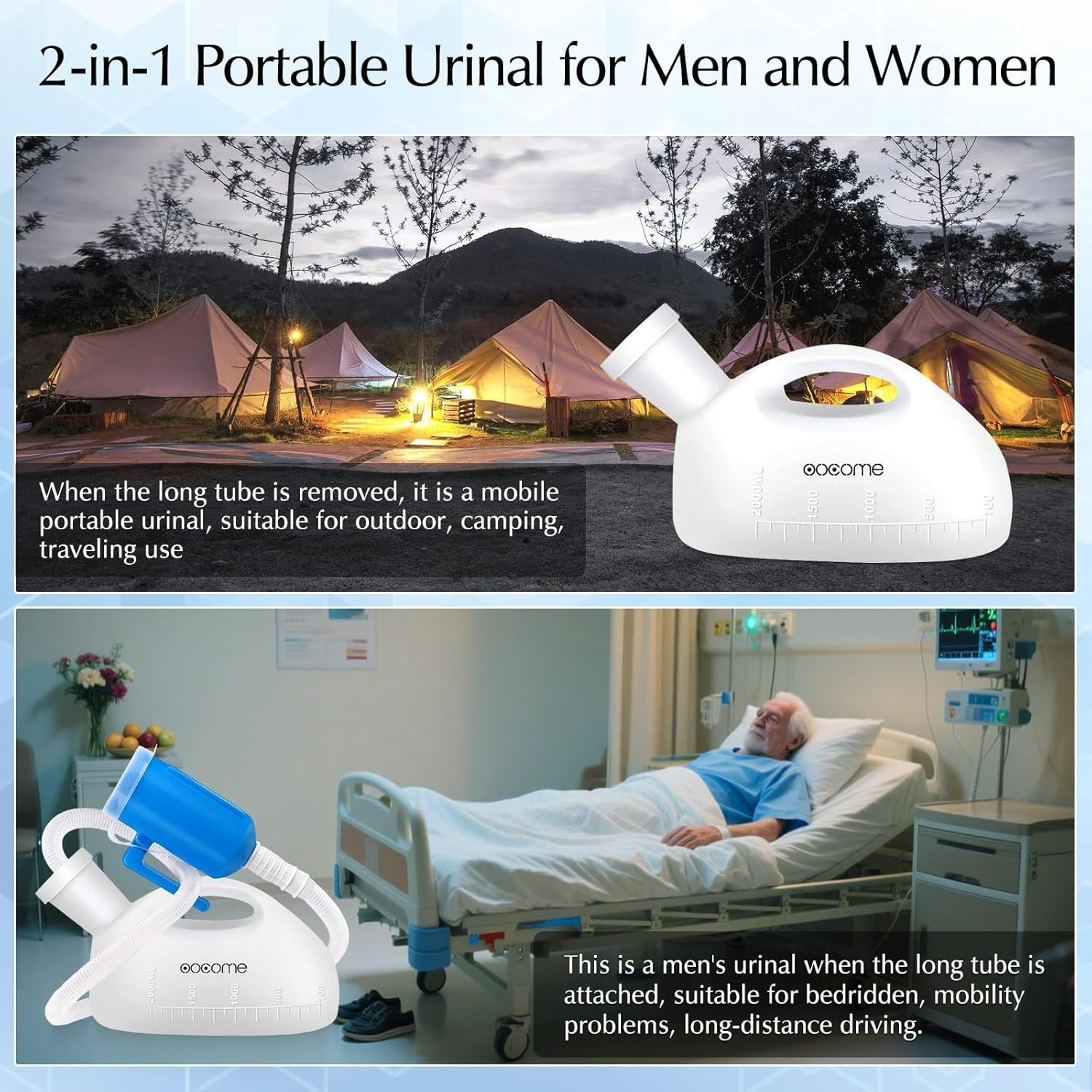 Portable Urinals for Men, Men Urinal Bottle Spill Proof Reusable Male Pee Bot…