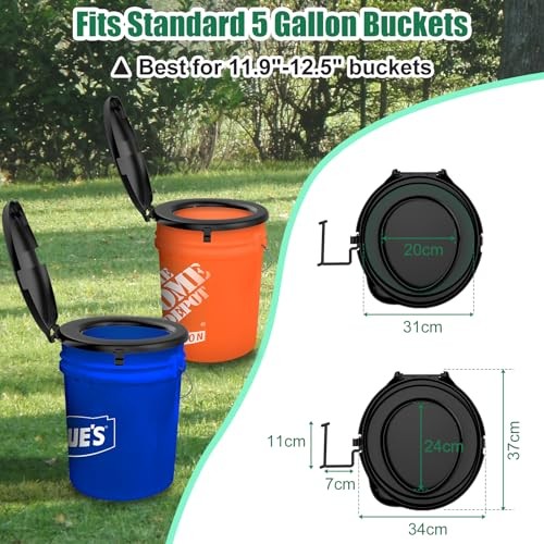 Portable Toilet Seat for 5 Gal Buckets, Camping Toilet Seat with Lid for Black