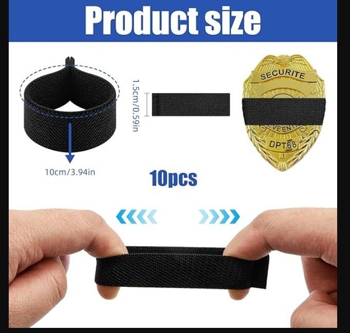 Police Mourning Bands for Badges – 10 PCS Black Badge Band Stripe Honor Guard,,