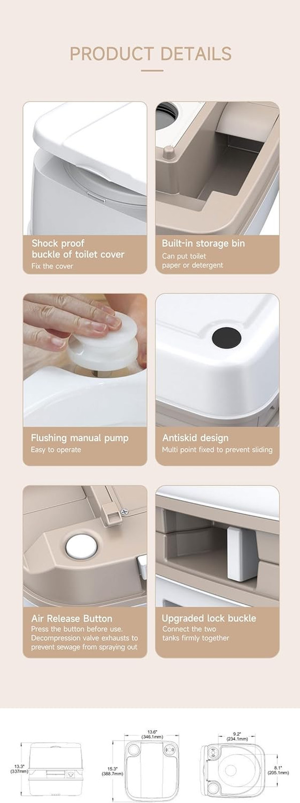 Portable 12L Travel Toilet – Compact, Manual Flush, 4-Year Warranty