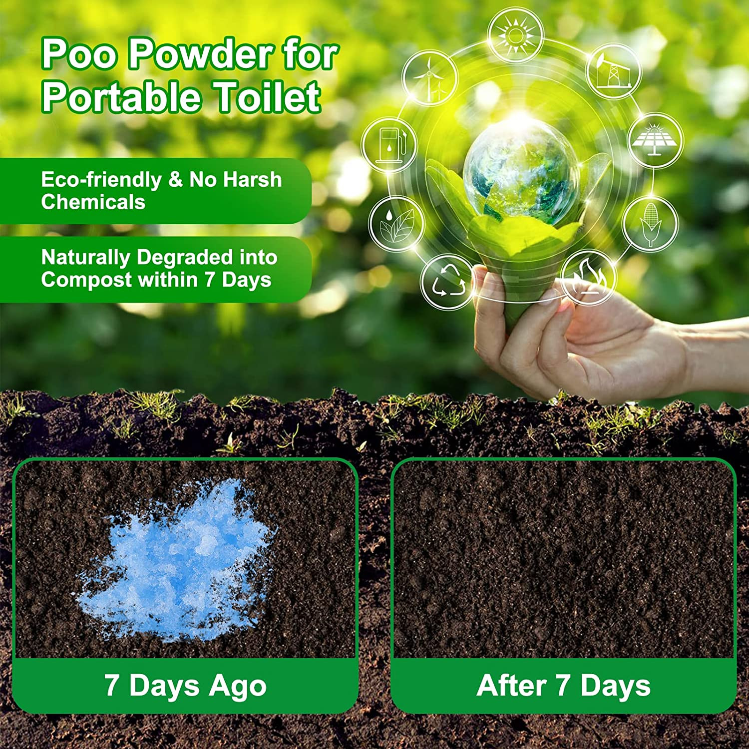 25Pack Poo Powder for Portable Toilet Camping Toilet Chemicals Degradable Ab…