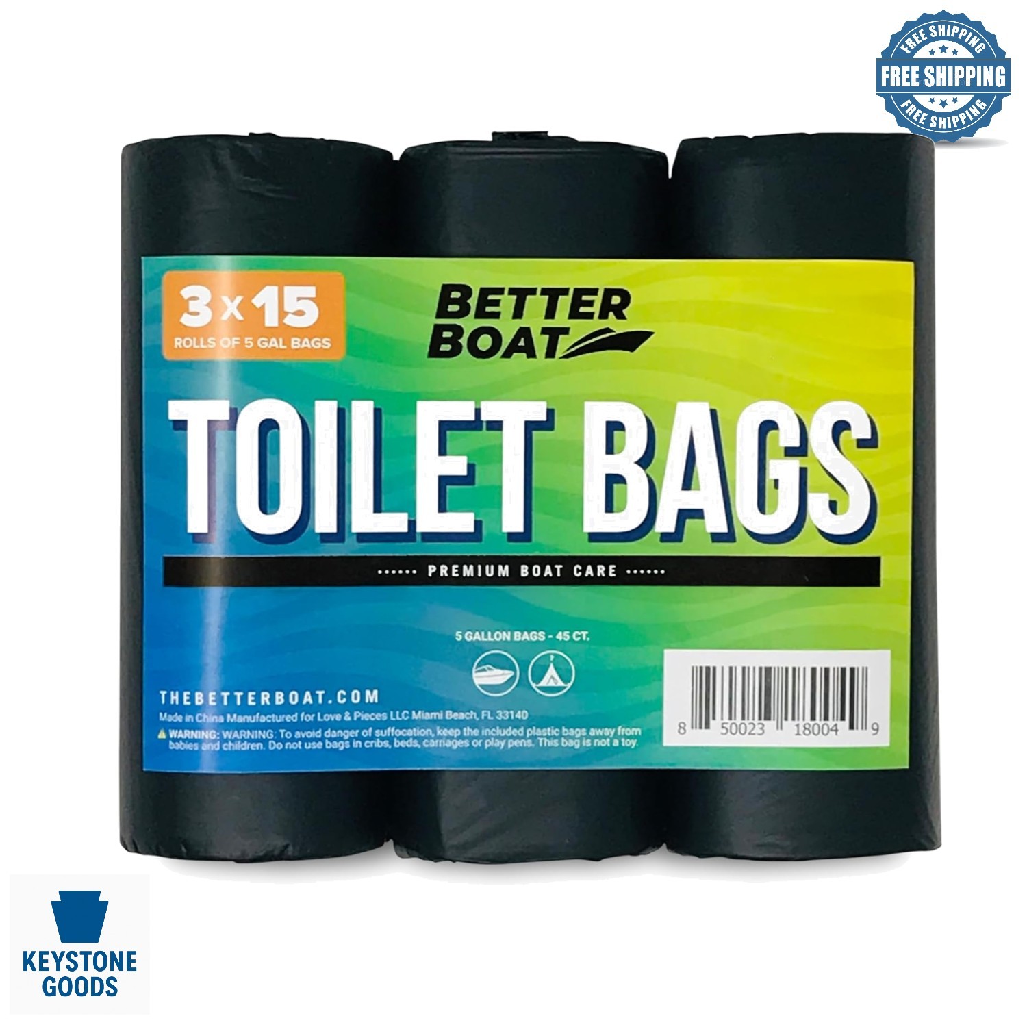 45-Piece Plant-Based Portable Toilet Bags for 5-Gallon Buckets