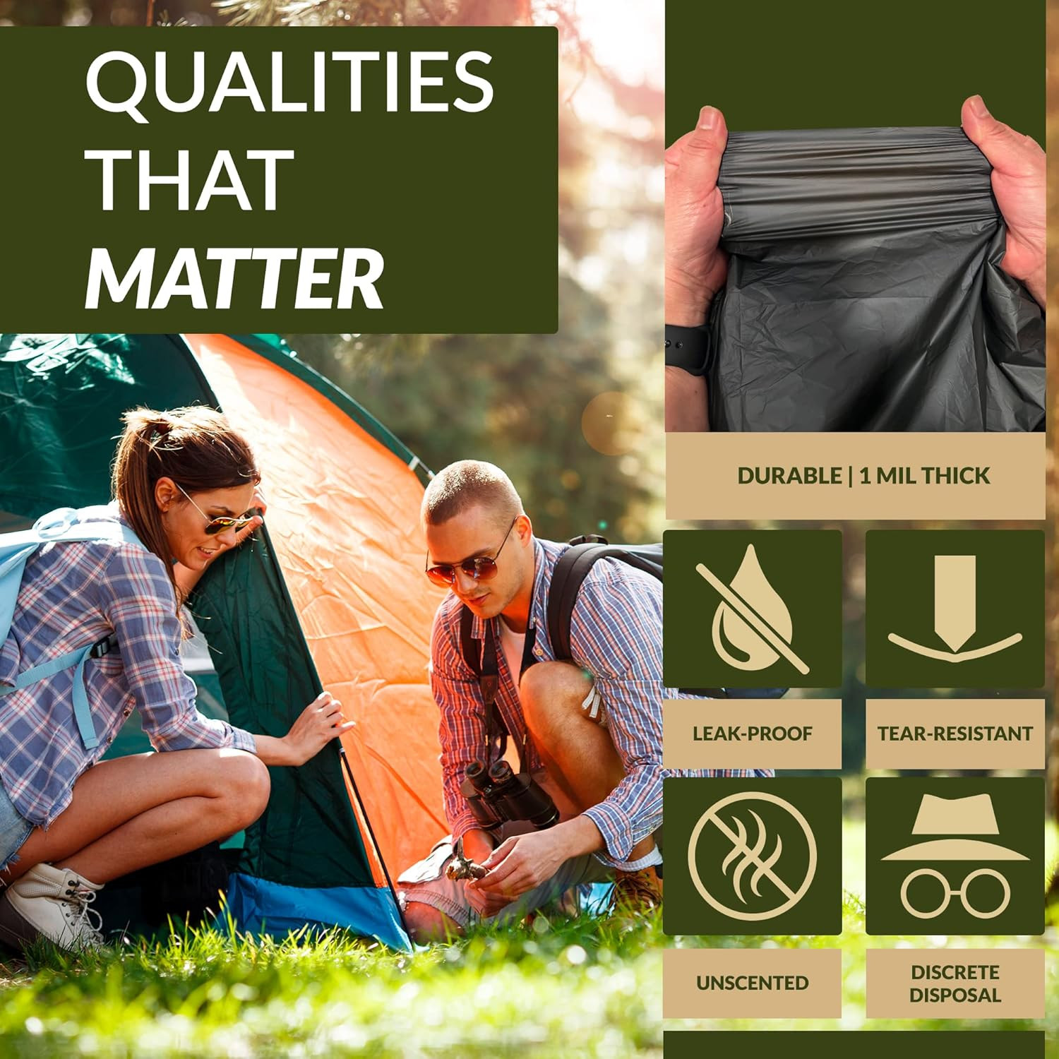 (20 Count) Portable Toilet Bags Compostable (8 Gallon – 1 Mil Thick) | Camping T