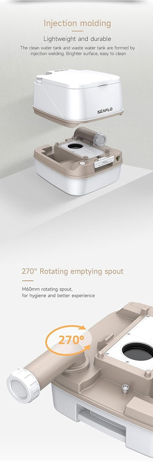 12L Premium Portable Travel Toilet – 3.2 Gallon Waste Tank, 2.6 Gallon Fresh Wat