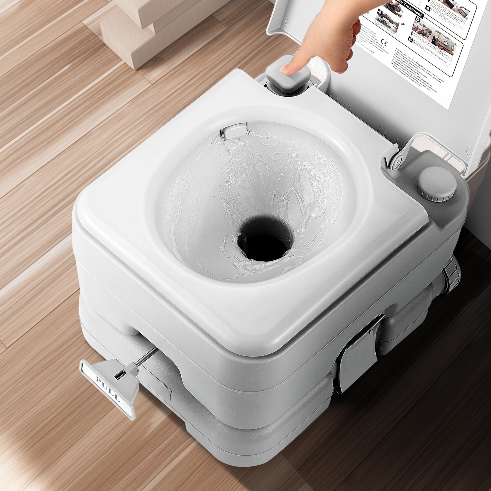 Uimoso Portable Travel Toilet with Flush, 3.2 Gal for Camping and Indoor Use
