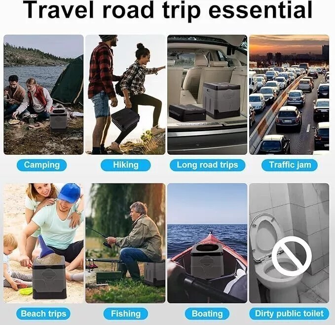 20L Portable Folding Toilet Car Outdoor Travel Potty for Camping Hiking Beach N